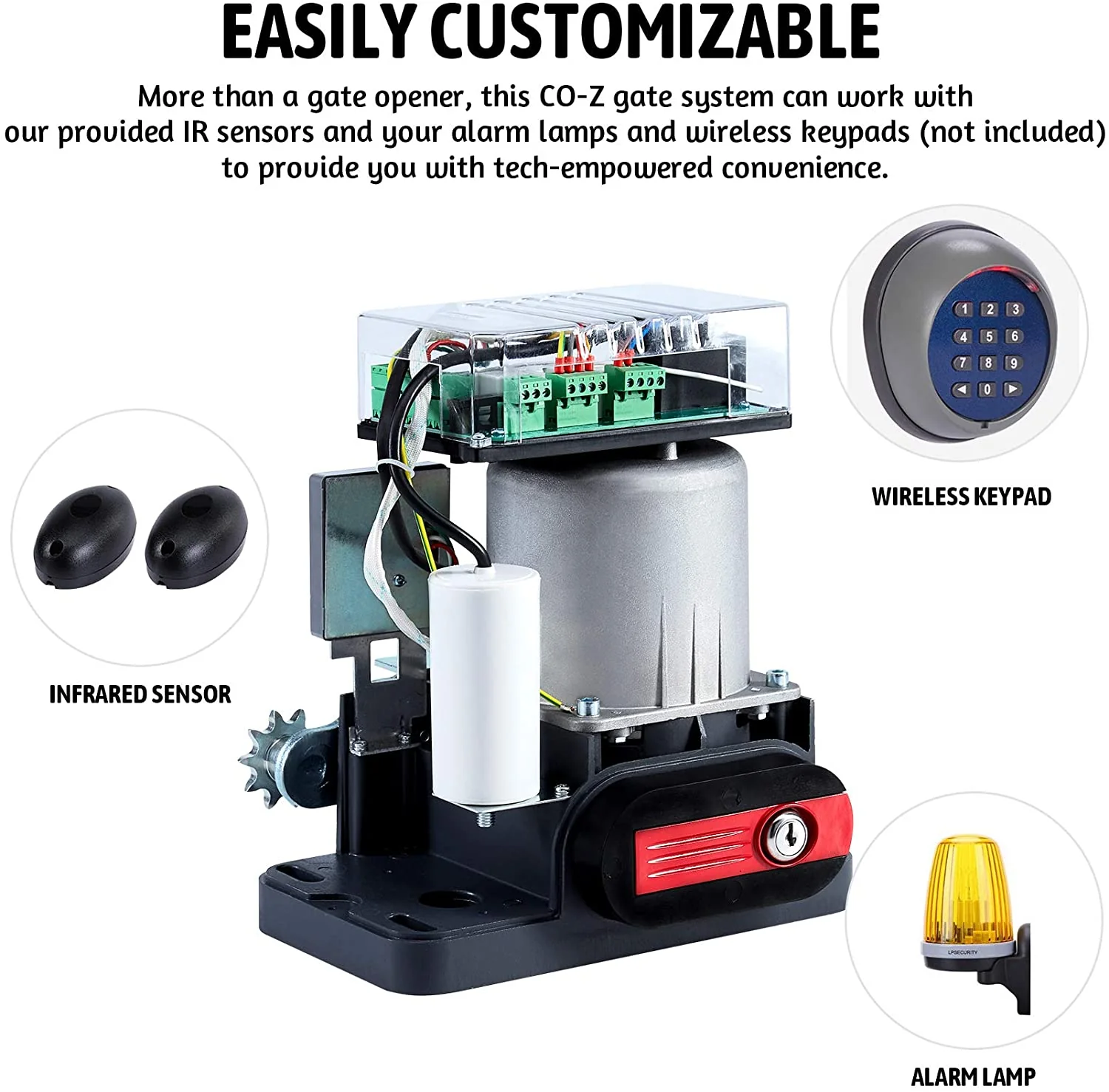 CO-Z Secure Access 1800lb Sliding Gate Opener with Hardware Kit (Metal) - Image 4