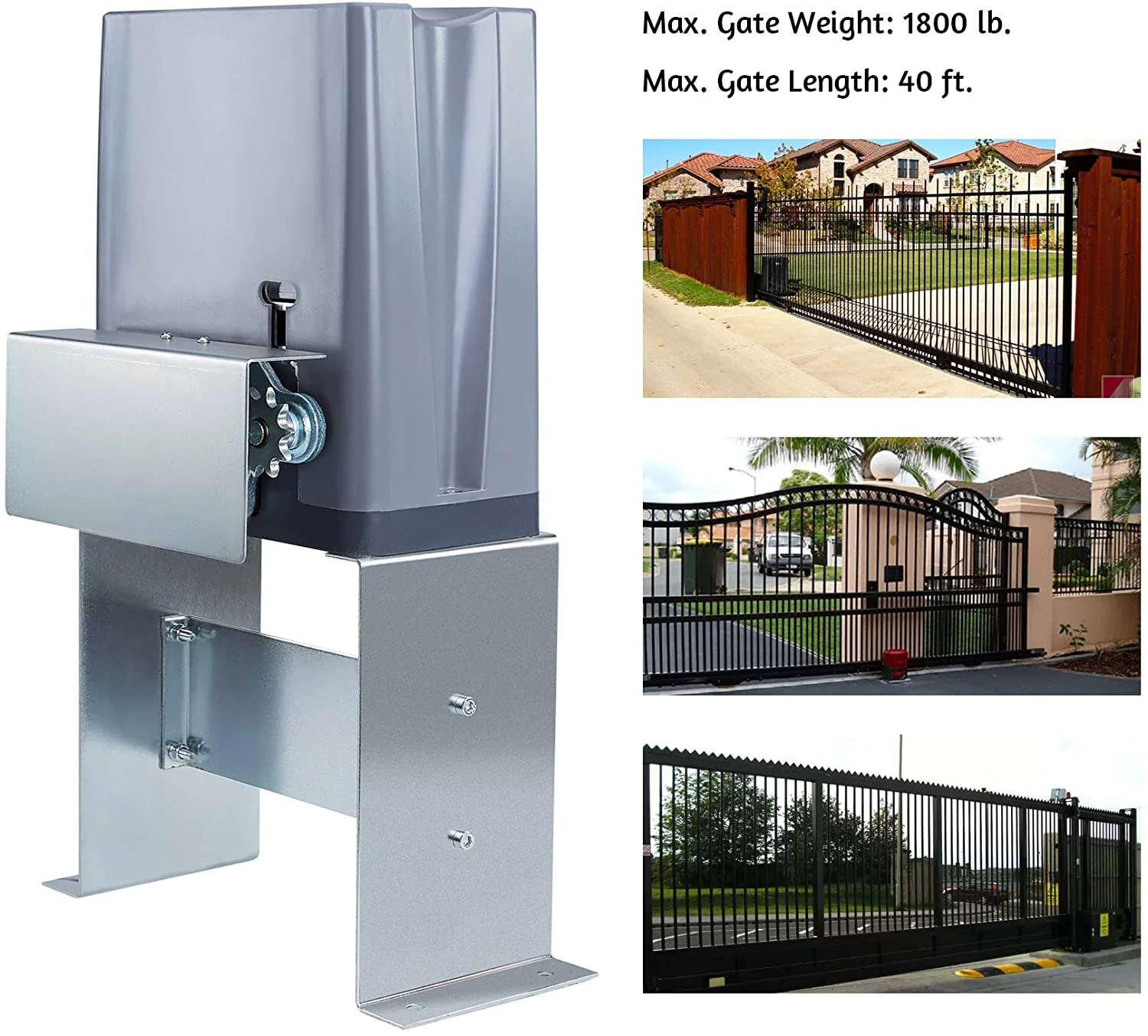 CO-Z Secure Access 1800lb Sliding Gate Opener with Hardware Kit (Metal) - Image 5