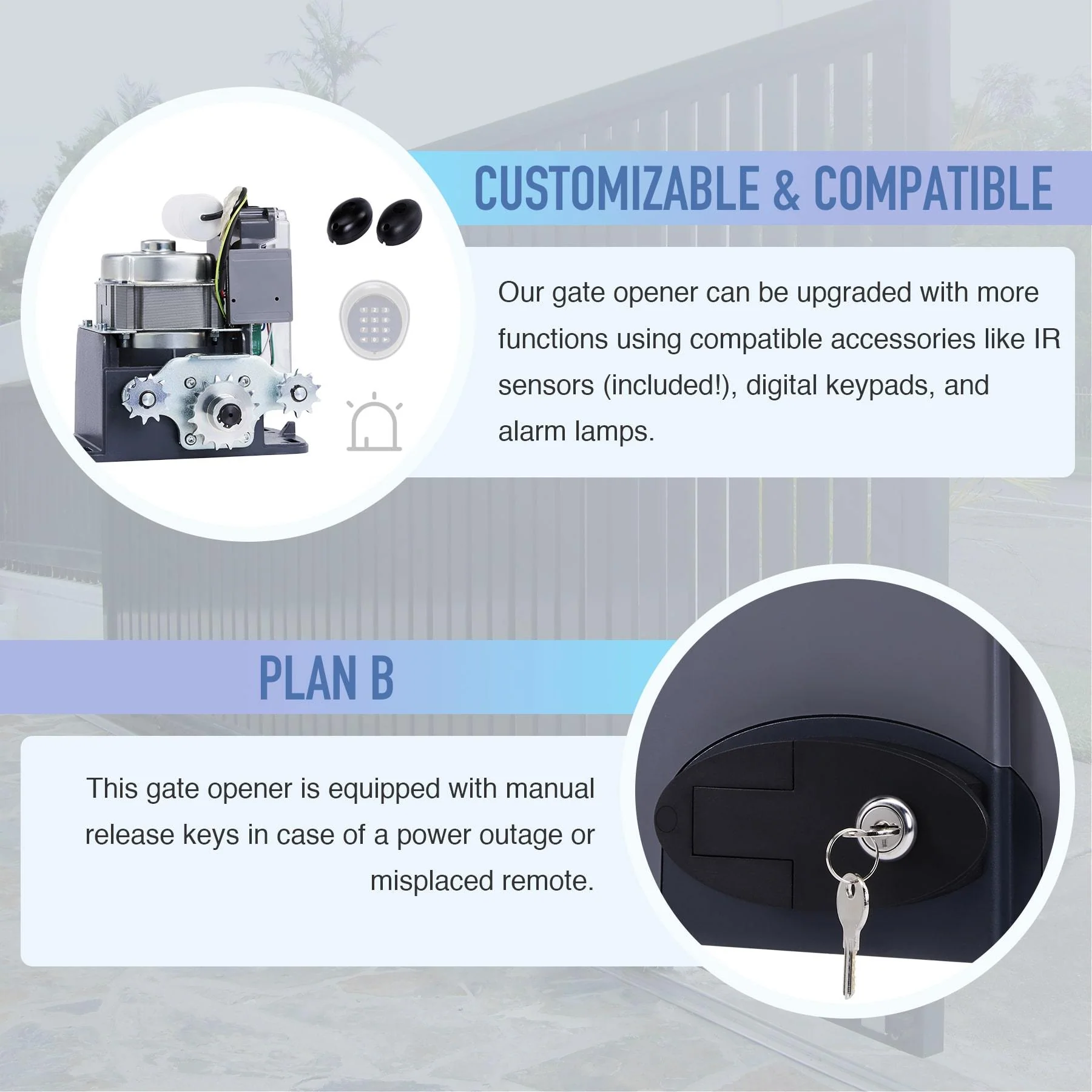 CO-Z Secure Access 1800lb Sliding Gate Opener with Hardware Kit - Image 7
