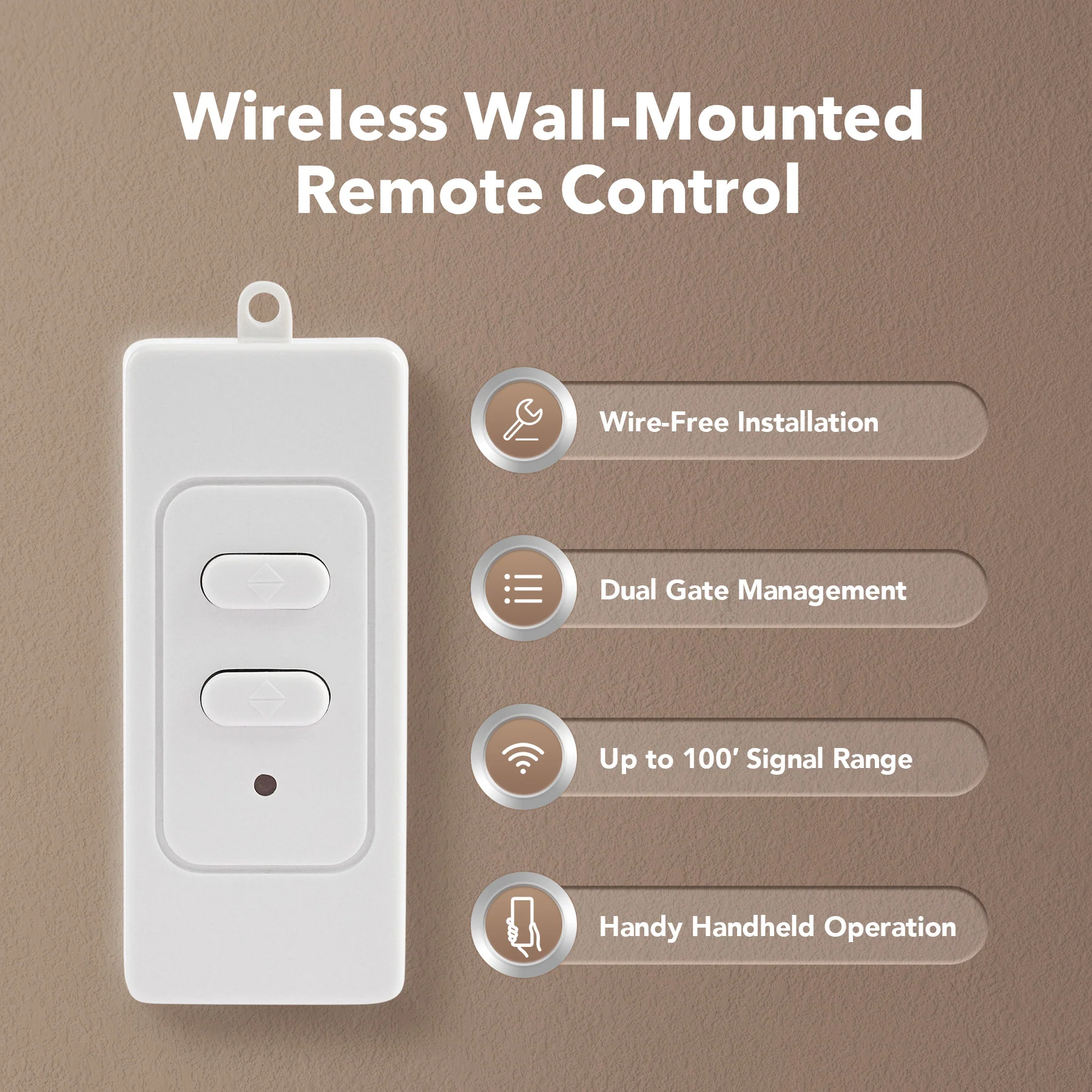 CO-Z 2-in-1 Wireless Wall Remote for Gate Opener, 433.92 KHz, 100 ft Range, Universal Wall-Mounted Controller - Image 3