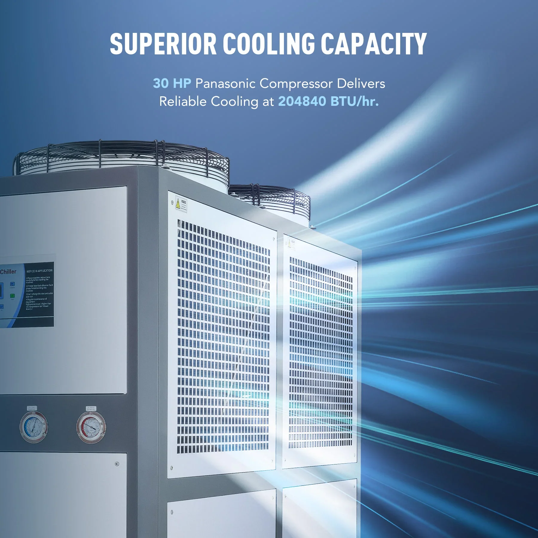 20 Ton Air-cooled Industrial Water Chiller 30HP 66 Gal. for Laser & CNC Cooling Chiller | CWTH-20 - Image 3