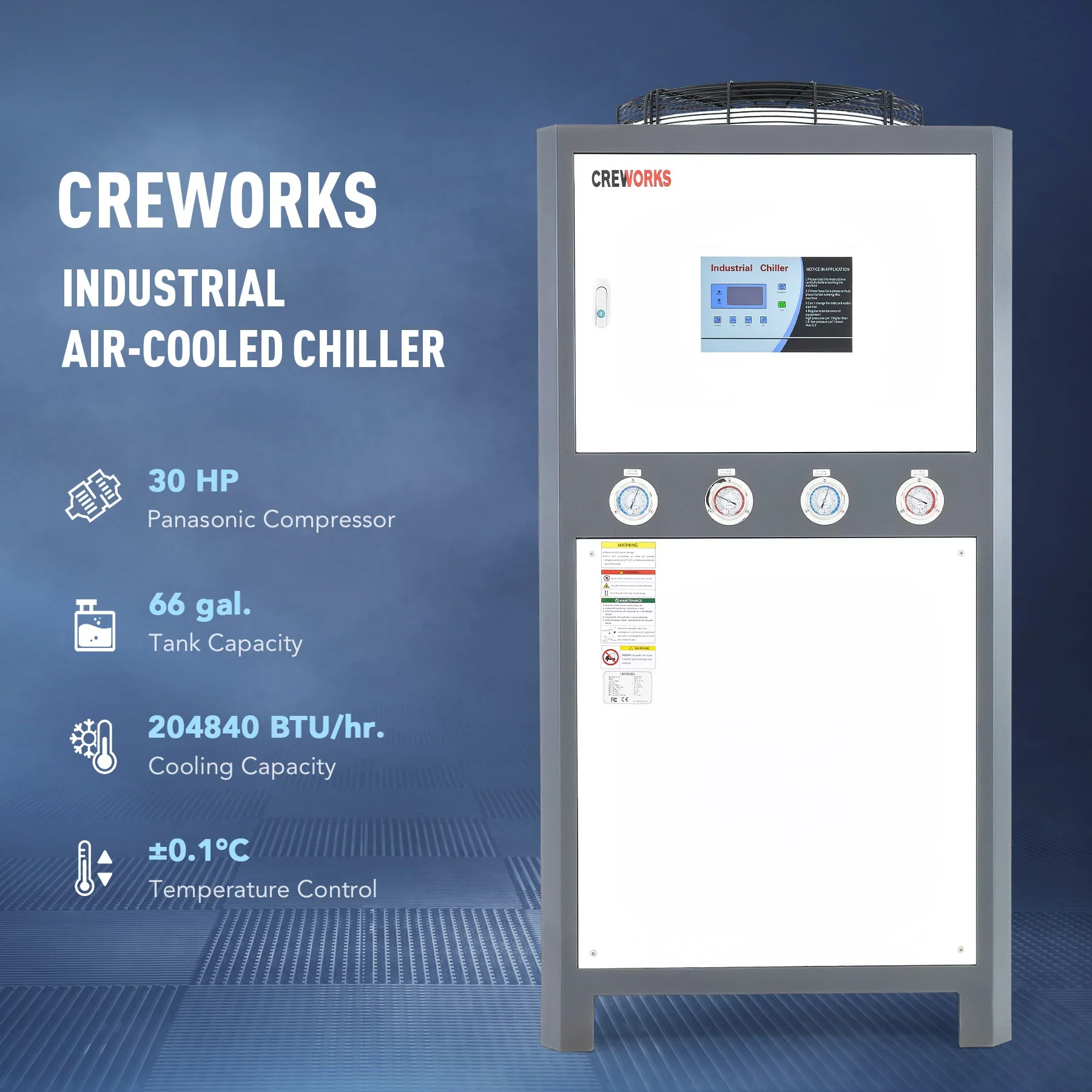 20 Ton Air-cooled Industrial Water Chiller 30HP 66 Gal. for Laser & CNC Cooling Chiller | CWTH-20 - Image 9