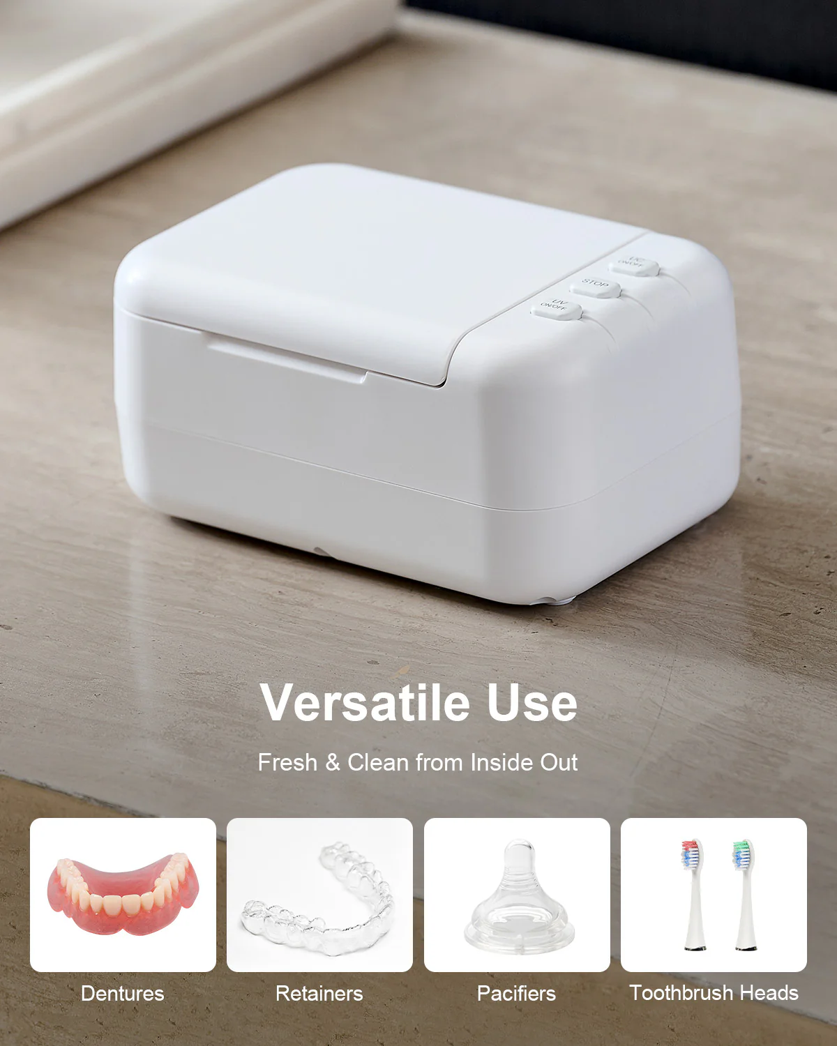 24W Ultrasonic Cleaner with 46kHz, 200mL Capacity, U-VC Light, and 2 Timer Settings for Jewelry, Retainers, Dentures, and Aligners - Image 6