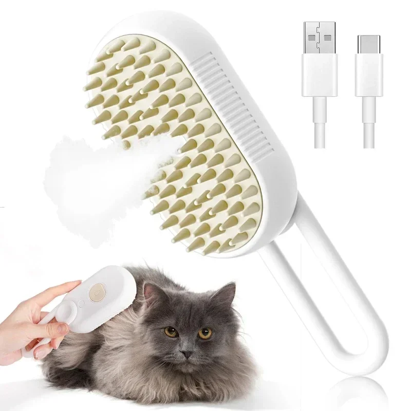 3-in-1 Steam Pet Brush for Dogs & Cats, Massage, Detangling & Hair Removal Grooming Comb with Gentle Spray - Image 8