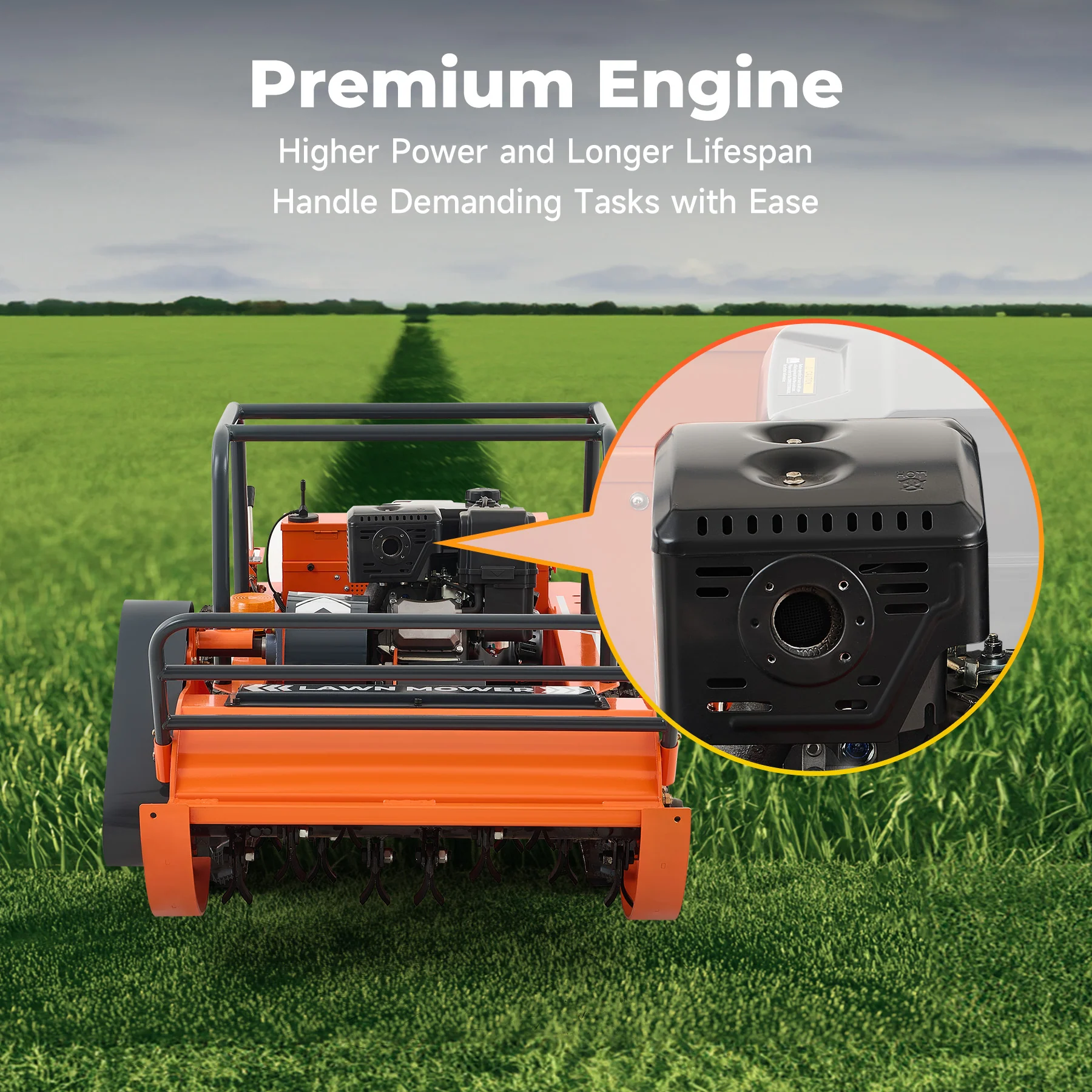 31.5" Remote Control Lawn Mower, 13.6HP Hybrid Power, Adjustable Height, 45°Slope Climbing - Image 4
