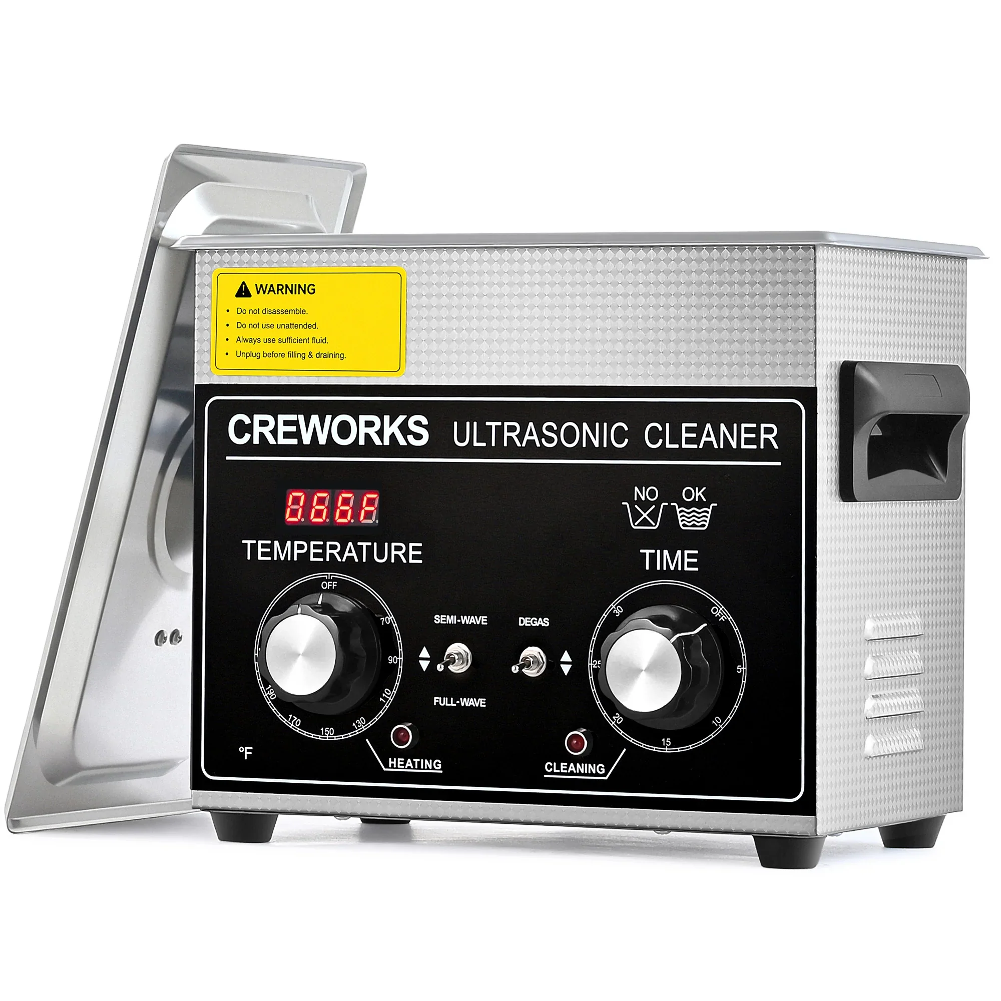 CREWORKS Authorized 3L Ultrasonic Cleaner with Heater & Timer, 120W Stainless Steel Cleaning Machine for Jewelry, Glasses & Watches