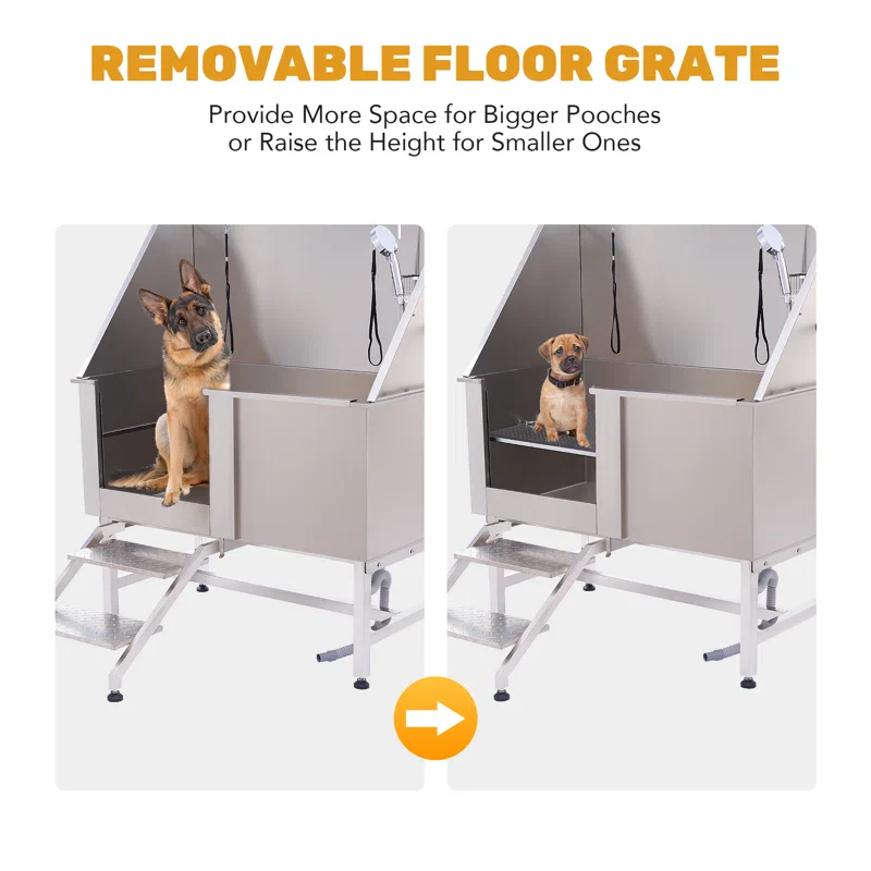 50" Stainless Steel Pet Grooming Tub - Dog Bathtub - Image 10
