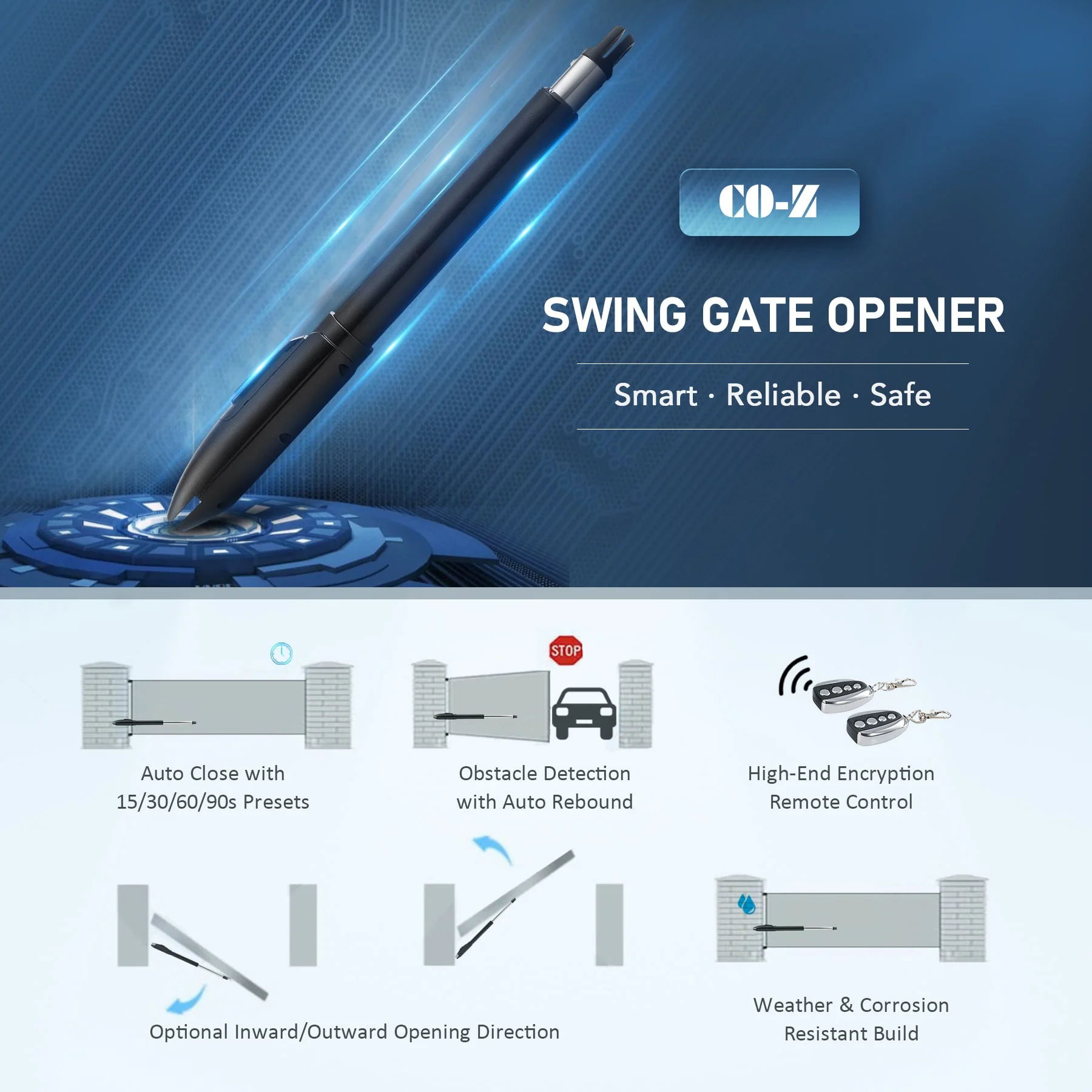 Automatic Swing Gate Opener Kit, for Gates up to 660 lb & 18 ft - Image 4