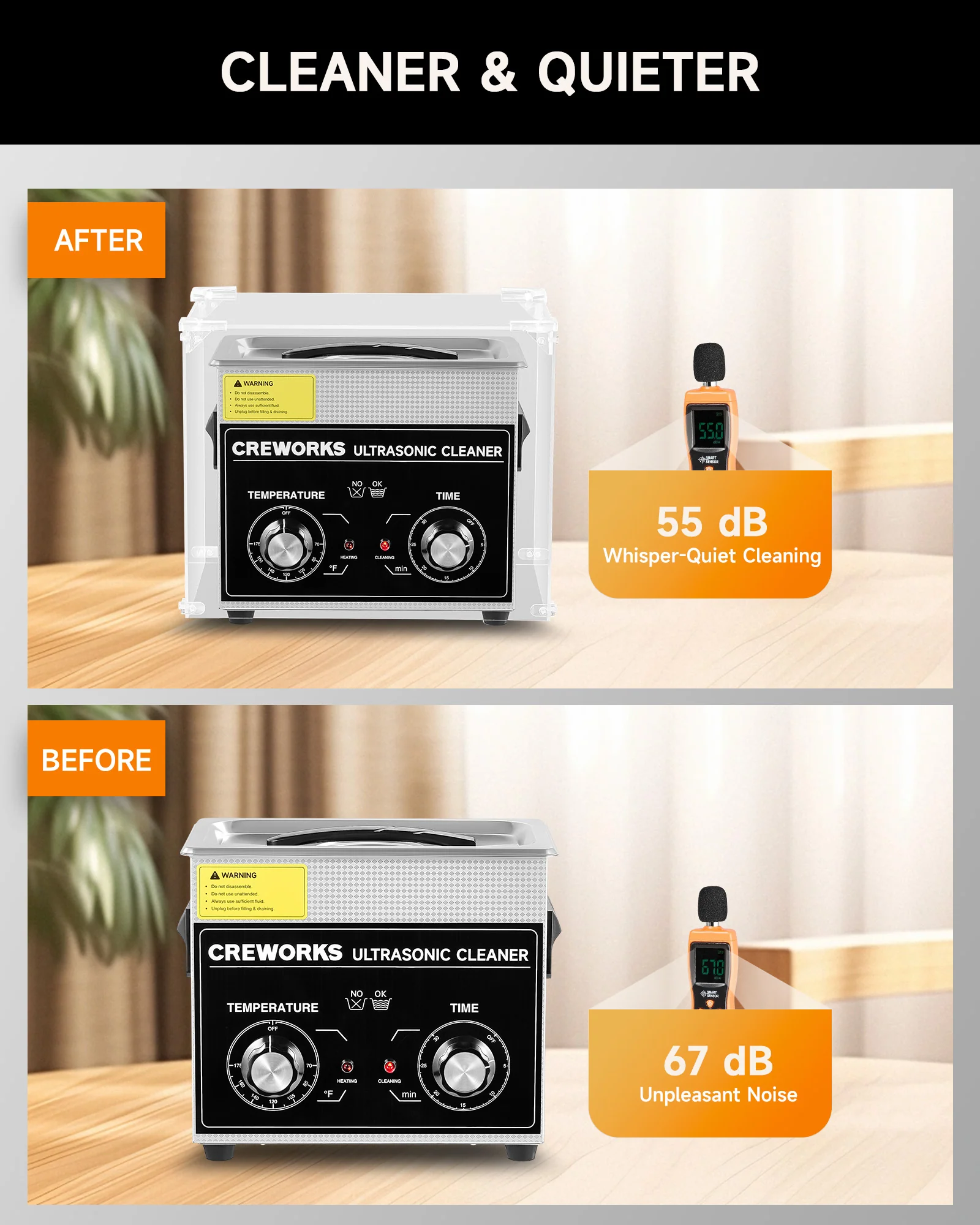 CO-Z Acrylic Noise Reduction Cover for Ultrasonic Cleaners, Soundproof Shield for 2L–3L Sonic Cleaning Machines with Cable Port - Image 5