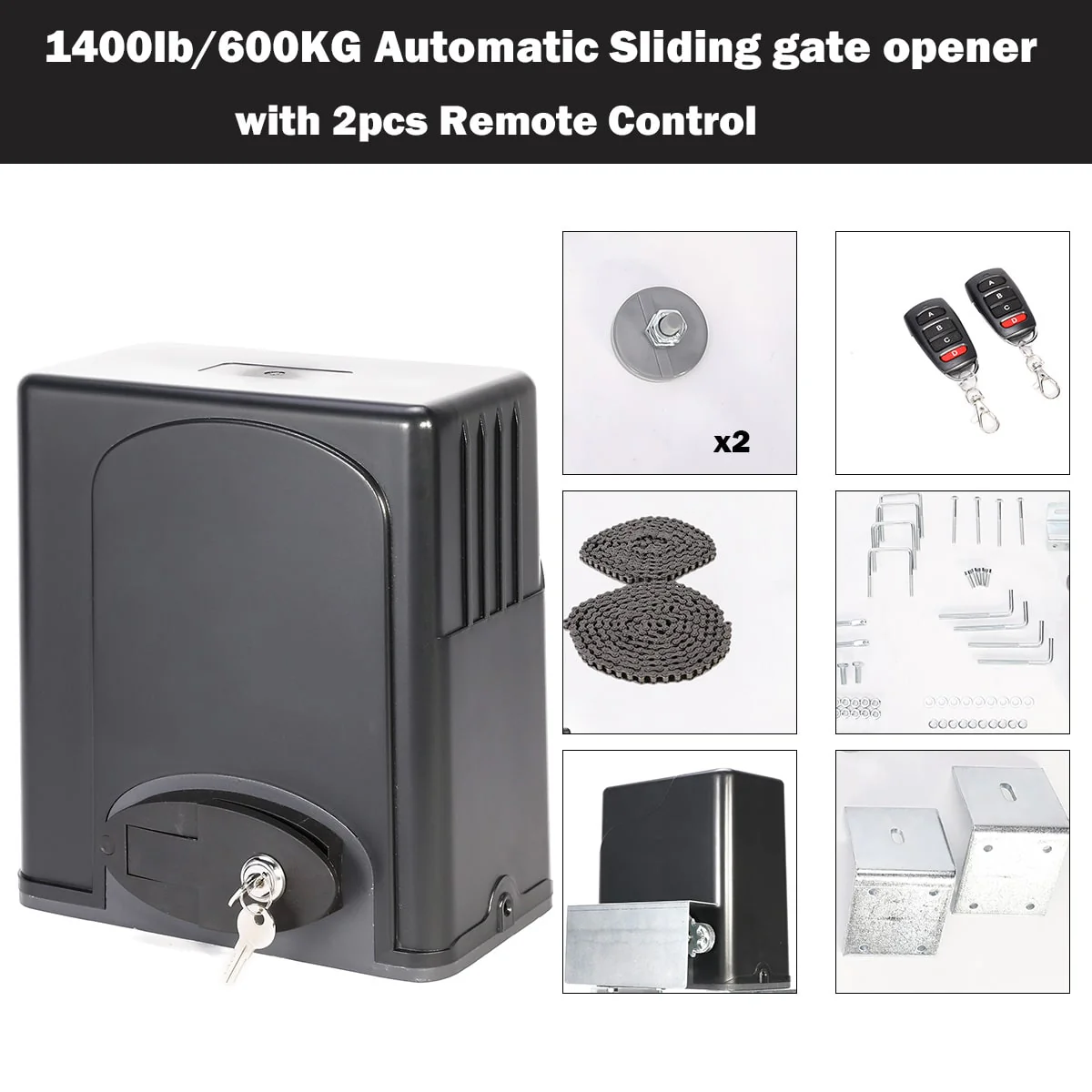 CO-Z 1400lb/600kg 40ft Auto Sliding Gate Opener Kit 200W AC Motor Remote Control - Image 5