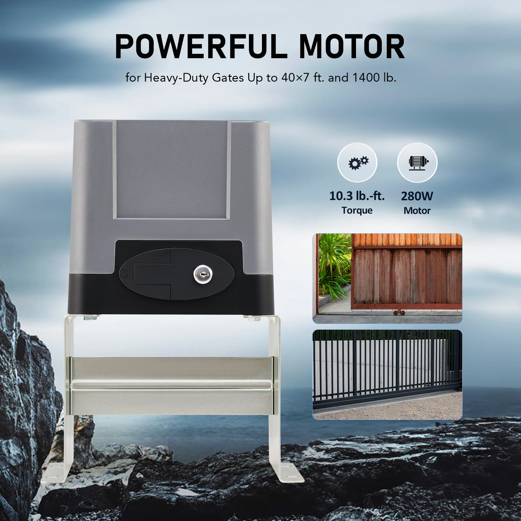 CO-Z Automatic Sliding Gate Opener Kit with 280W Motor for 1400lb 40ft Home Gate - Image 6