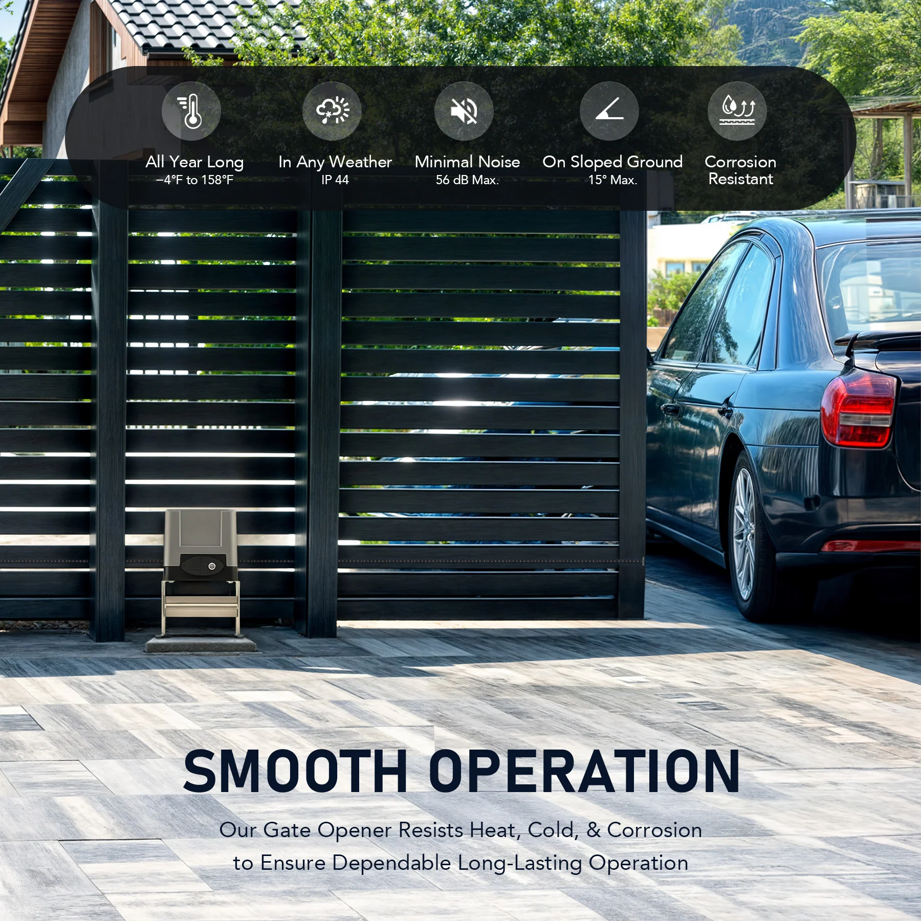 CO-Z Automatic Sliding Gate Opener Kit with 280W Motor for 1400lb 40ft Home Gate - Image 9