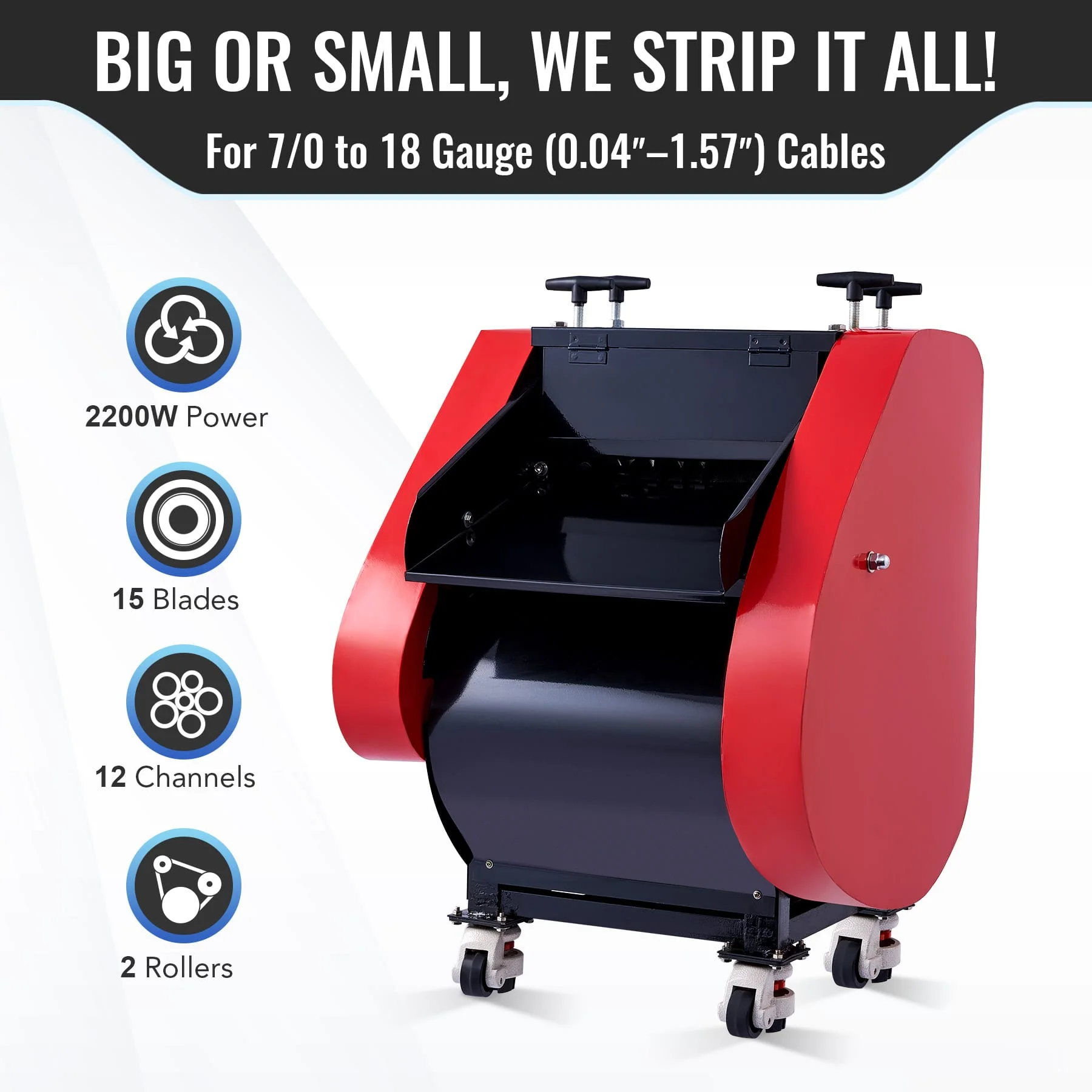 Automatic Wire Stripper with 12-Channel and Dual Roller Wheels