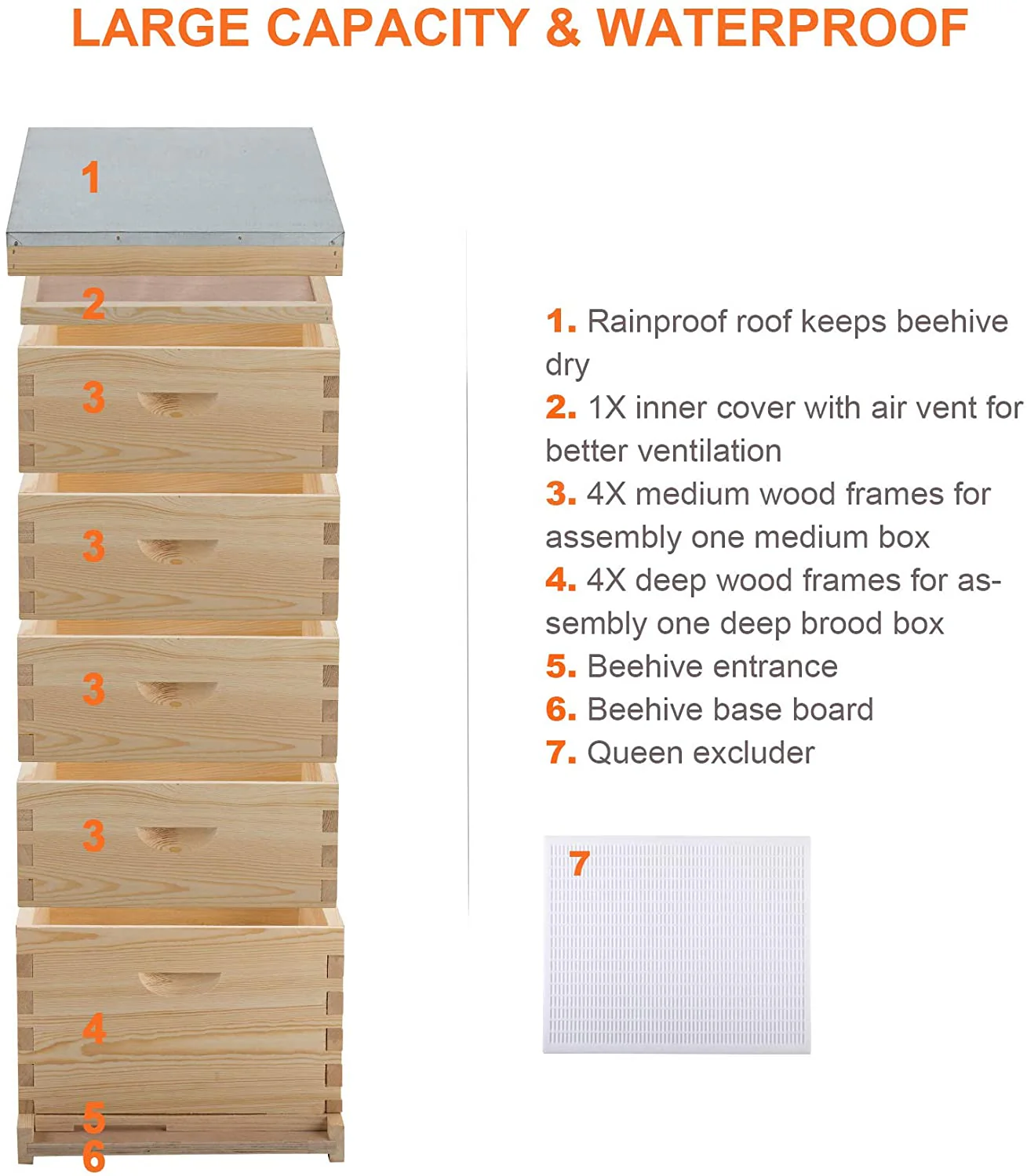 CO-Z 5-Layer Beehive Kit, Bee Box for Honey, Starter Beekeeping Supplies (No Frames) - Image 3