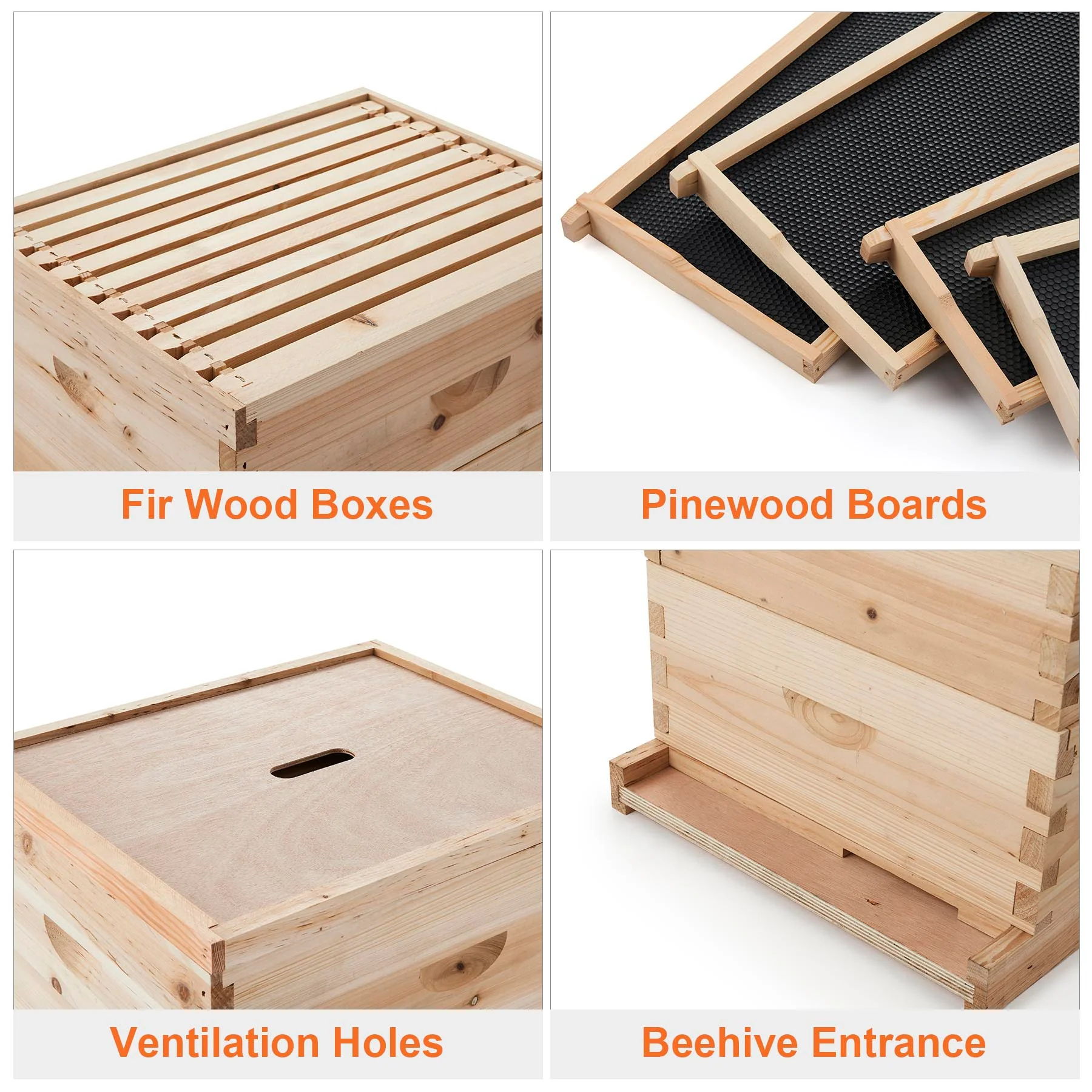 CO-Z 40-Frame Langstroth Beehive Kit, 4-Tier Bee Box with 20 Medium & 20 Deep Frames - Image 3