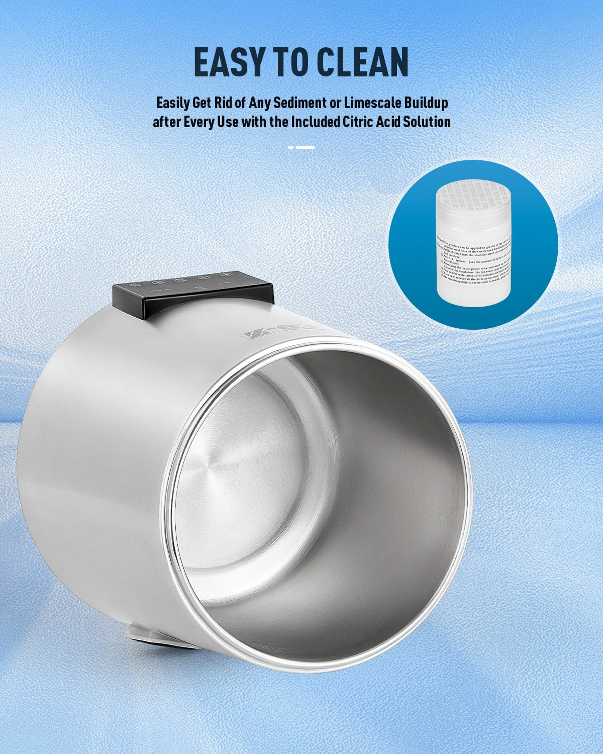 CO-Z 1.1 Gallon Water Distiller, 1750W with Glass Container, Dual Temp Display & Timer, 4L Stainless Steel - Image 6