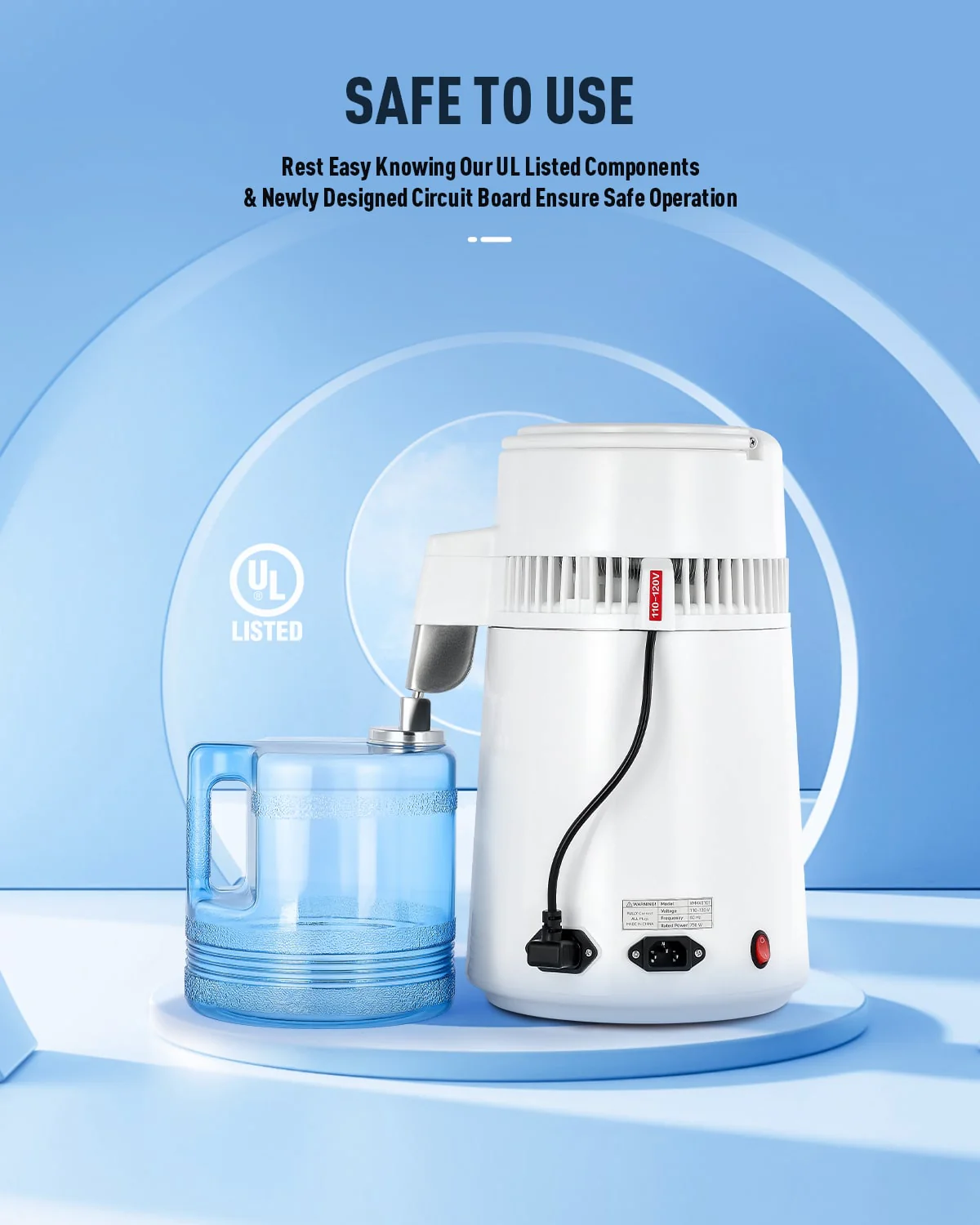 CO-Z 1.1 Gallon Water Distiller, 750W Countertop with BPA-Free 4L Stainless Steel Container, White - Image 8