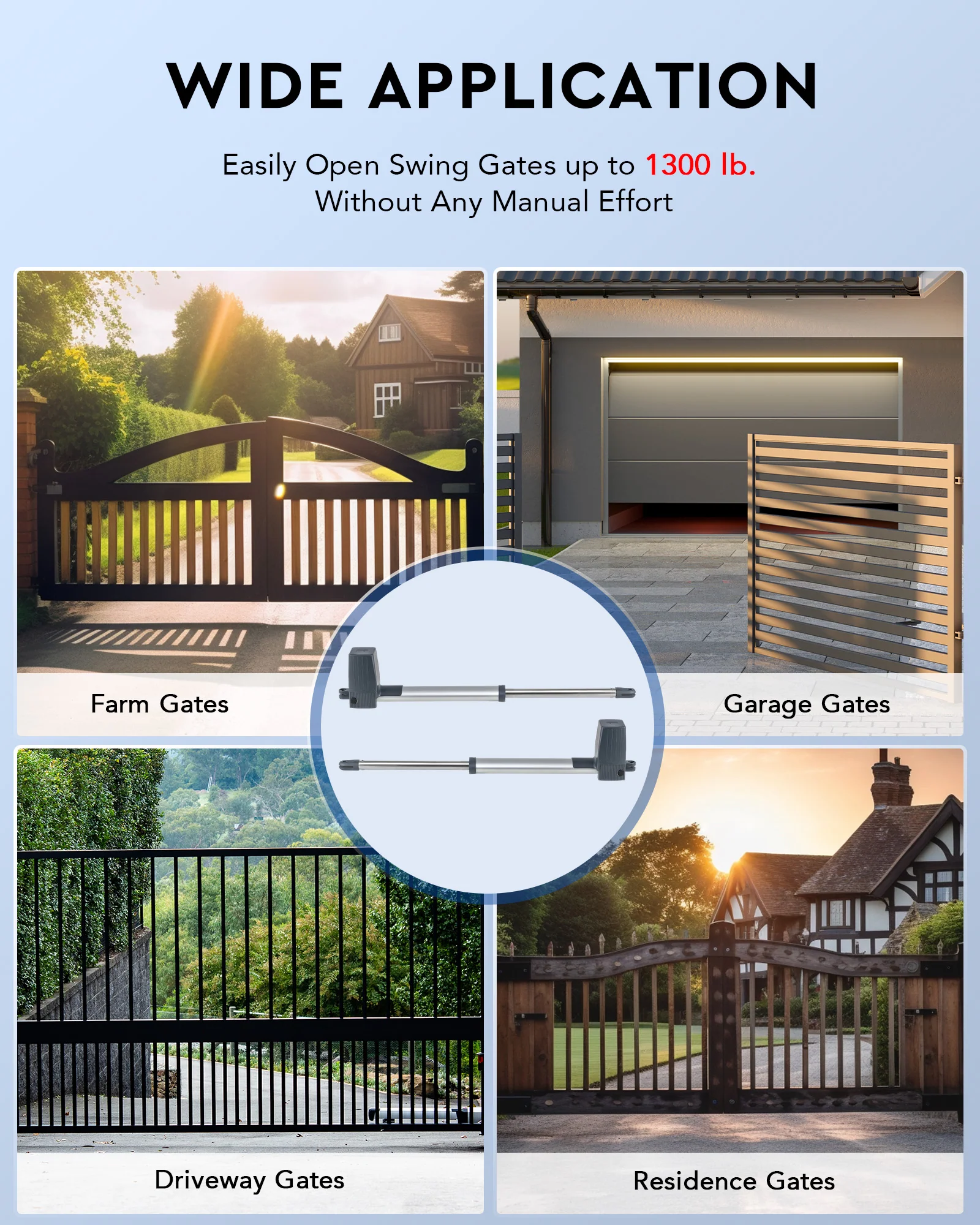 CO-Z 1300lb Dual Swing Gate Opener with Remote Controls Infrared Sensors - Image 7