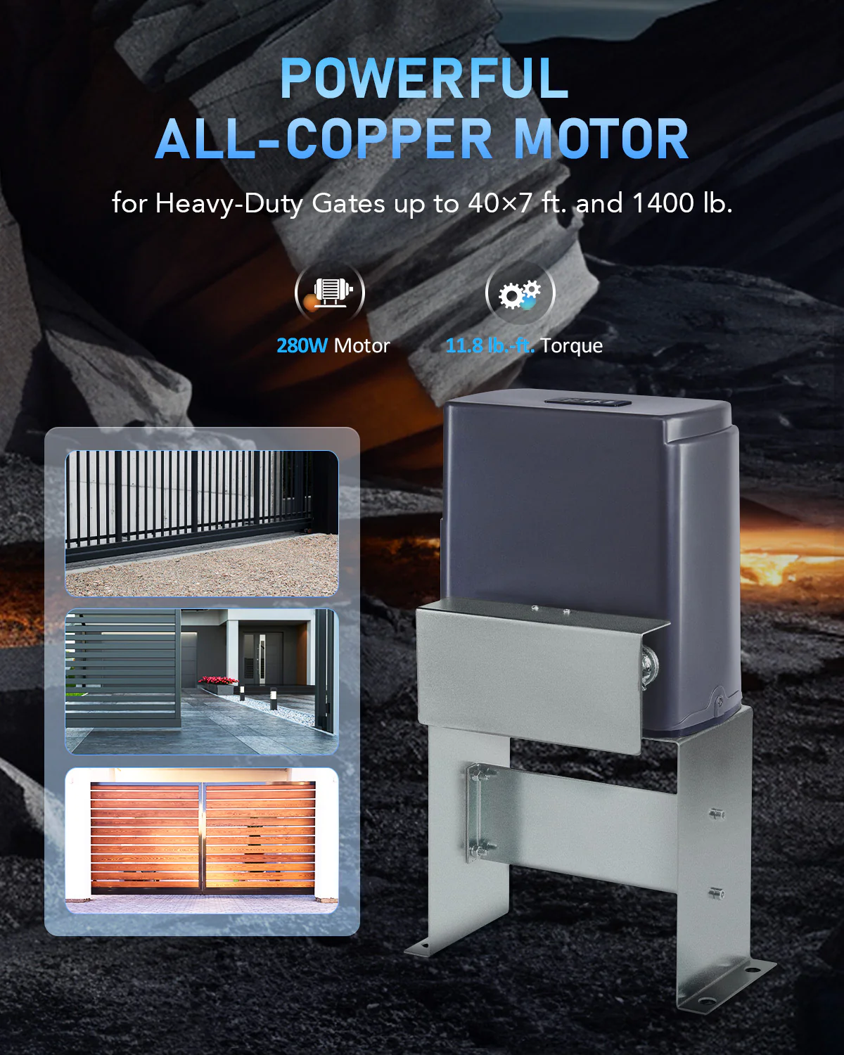 CO-Z 280W Automatic Sliding Gate Opener with IR Sensors - Image 3