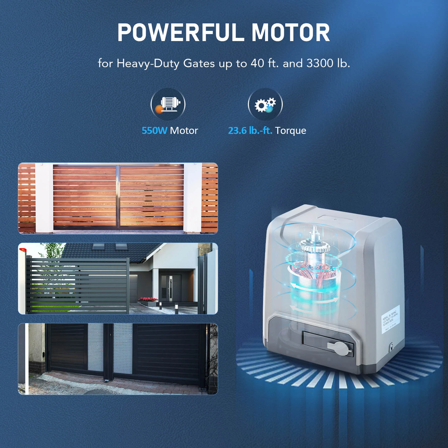 CO-Z 550W Automatic Sliding Gate Opener with 2 Remote Controls - Image 2