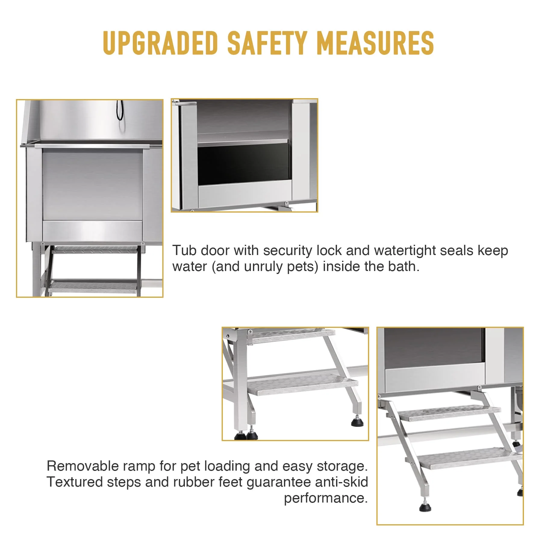 CO-Z 50" Stainless Steel Dog Grooming Tub with Faucet, Walk-in Ramp & Accessories - Image 6