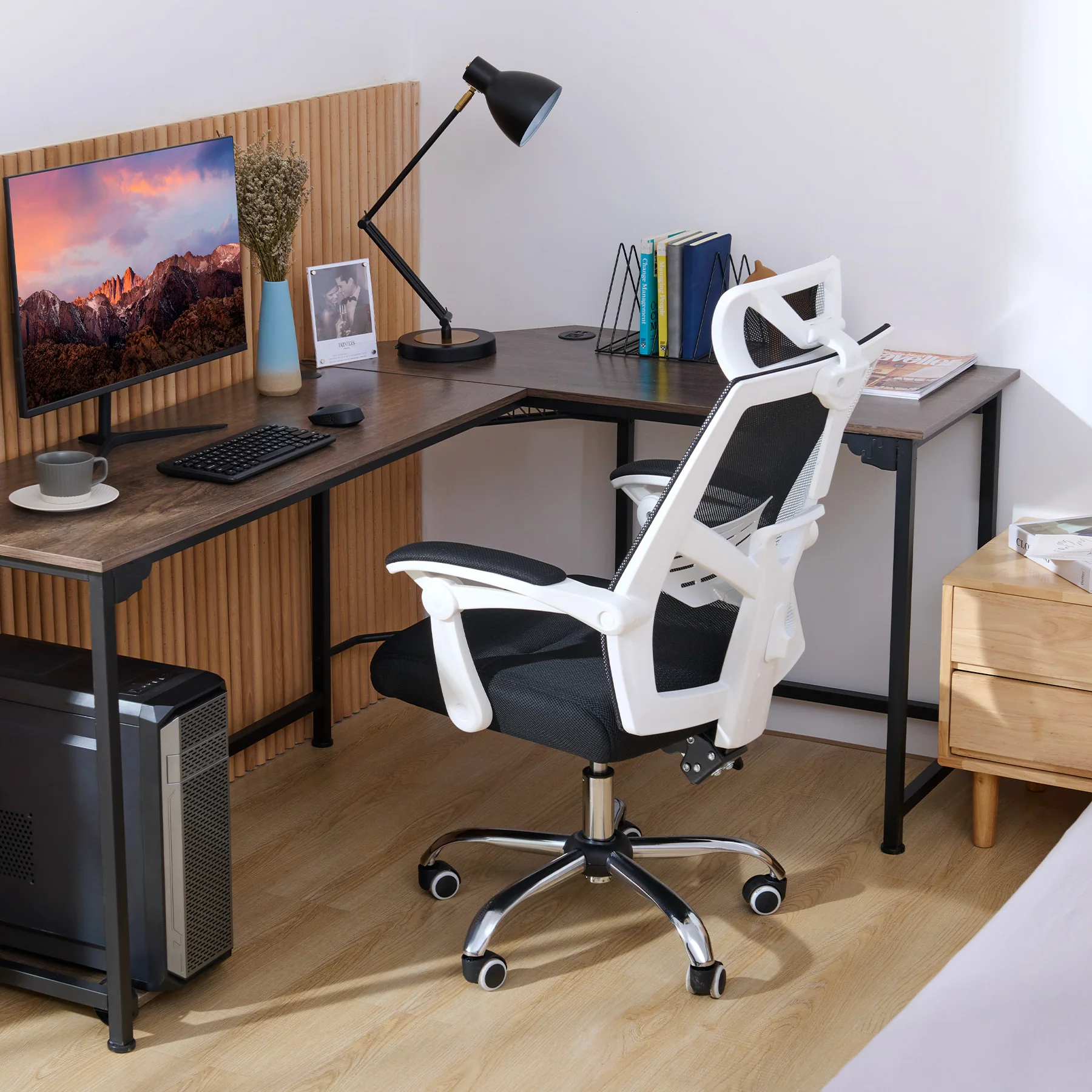 CO-Z Ergonomic Mesh Office Chair, High Back with Adjustable Headrest, Armrests & Lumbar Support, Black - Image 10