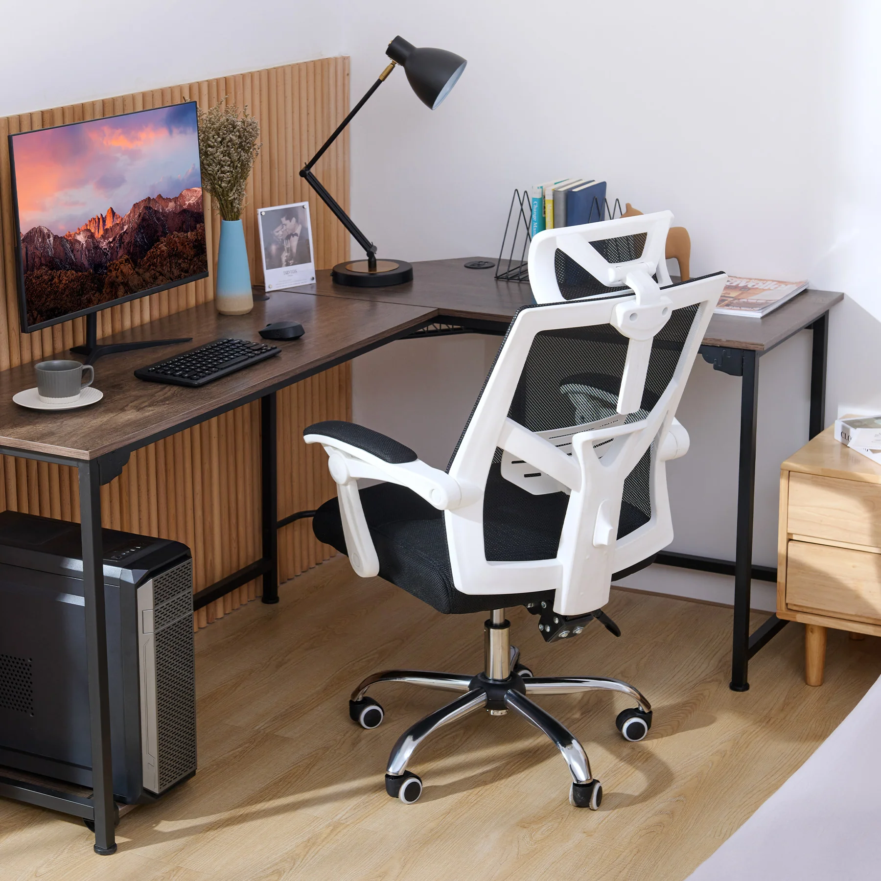 CO-Z Ergonomic Mesh Office Chair, High Back with Adjustable Headrest, Armrests & Lumbar Support, Black - Image 11