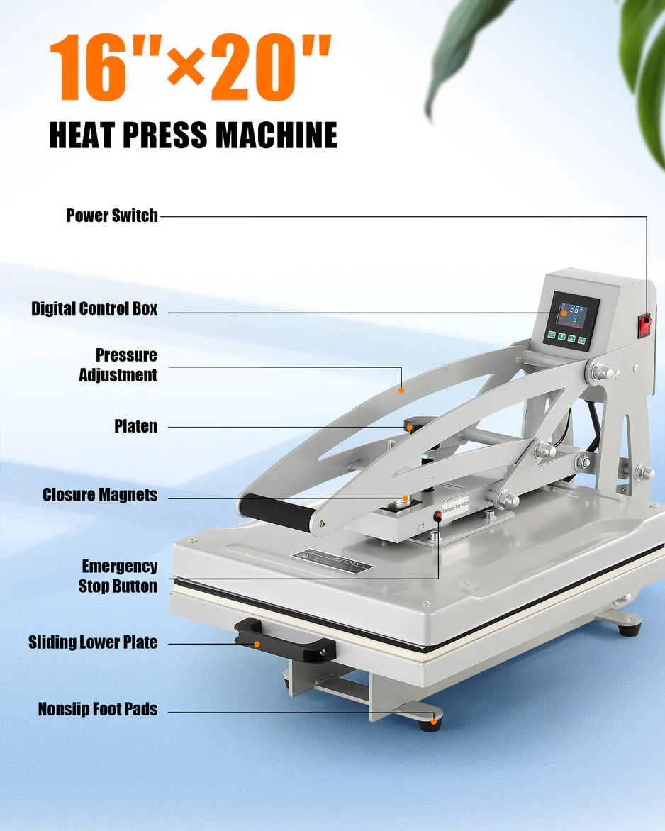 CO-Z Clamshell Heat Press Machine with Slide Out Base, 16x20 Inch Auto Open Heat Press - Image 3