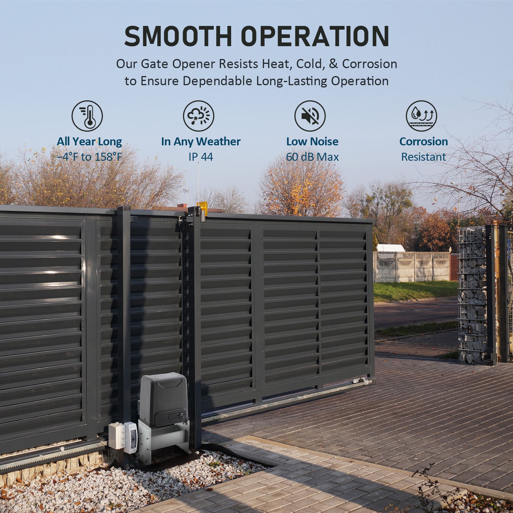 CO-Z Secure Access 2700lb Sliding Gate Opener with Hardware Kit - Image 4