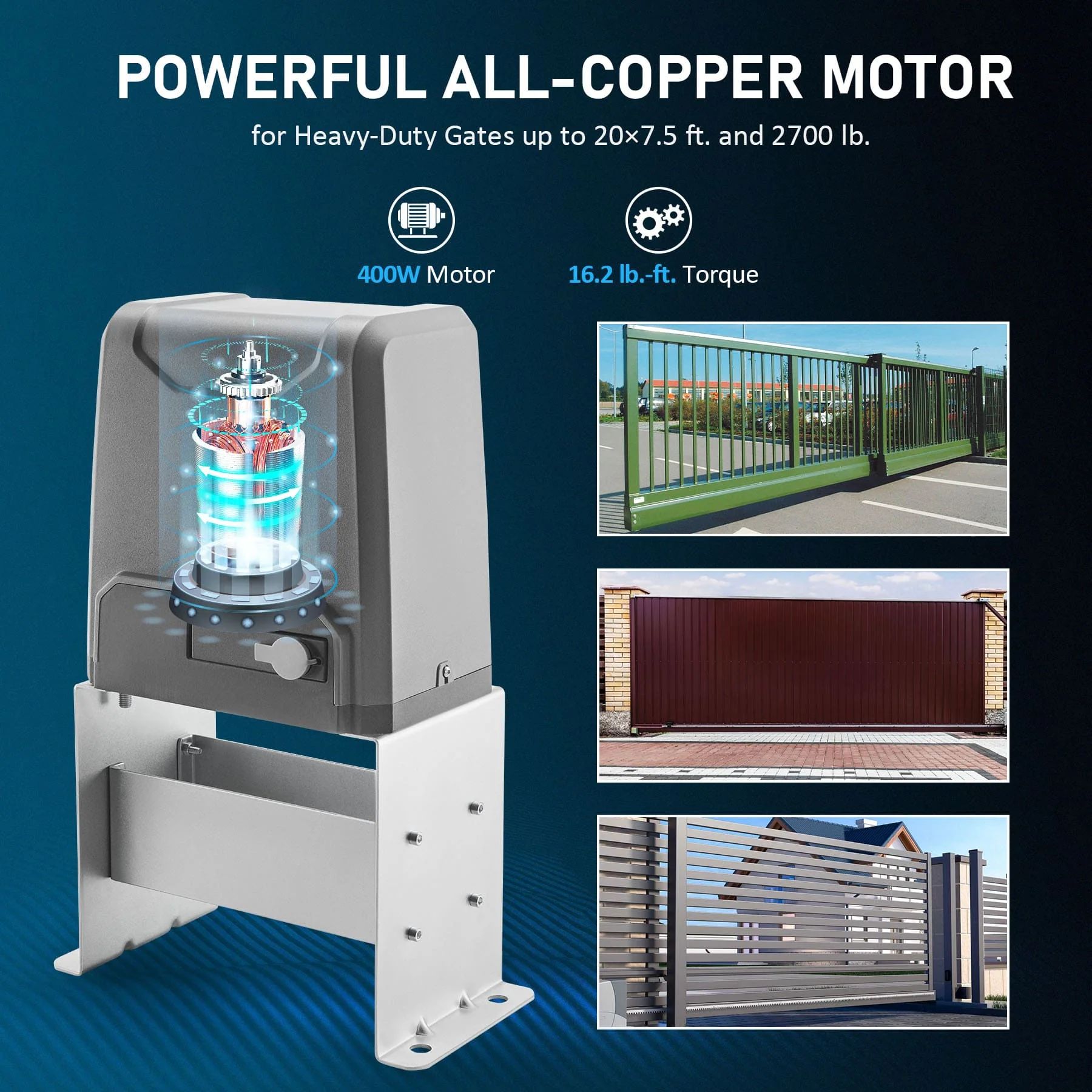 CO-Z Secure Access 2700lb Sliding Gate Opener with Hardware Kit - Image 7