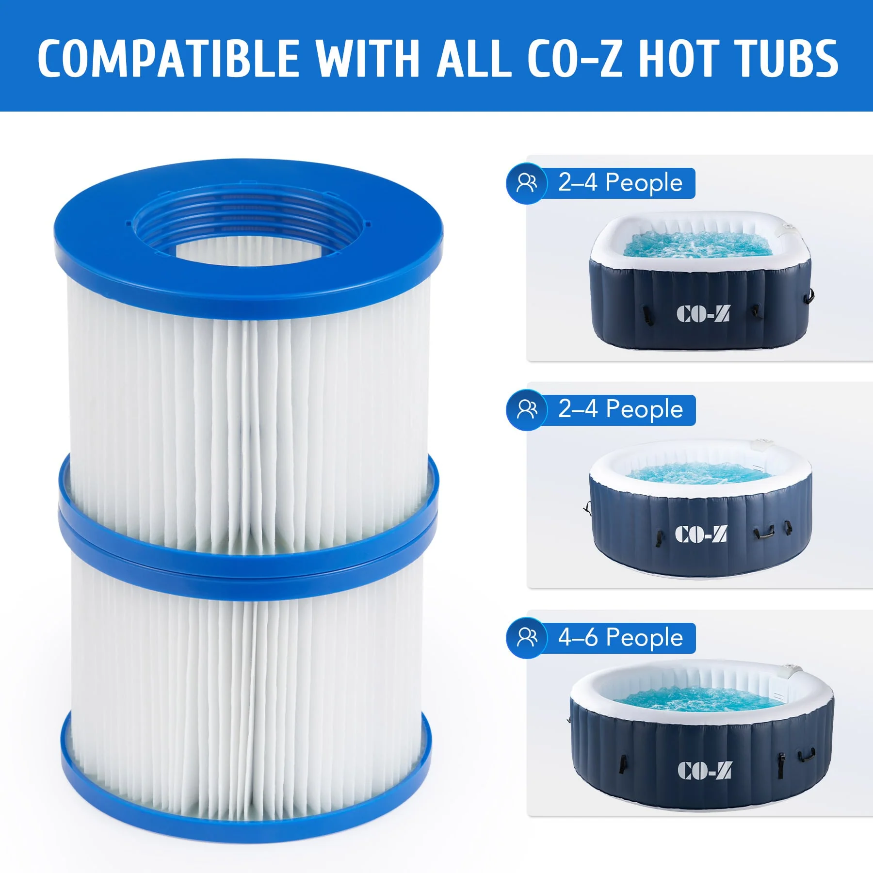 CO-Z Spa Tub Filters, 2 Pack Replacement Cartridges for Inflatable Hot Tubs and Pools, 3.9 x 3 Inch - Image 5