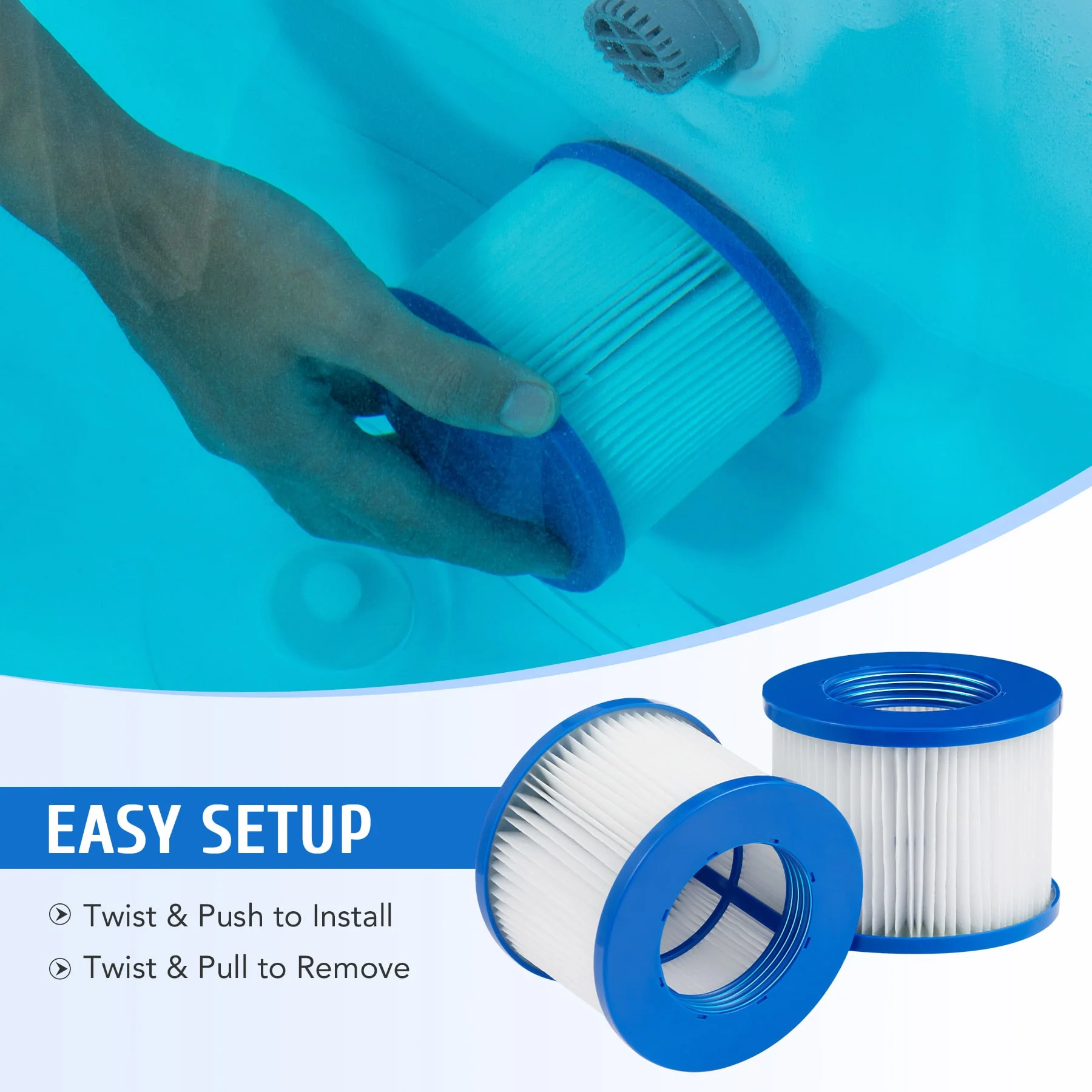 CO-Z Spa Tub Filters, 2 Pack Replacement Cartridges for Inflatable Hot Tubs and Pools, 3.9 x 3 Inch - Image 7