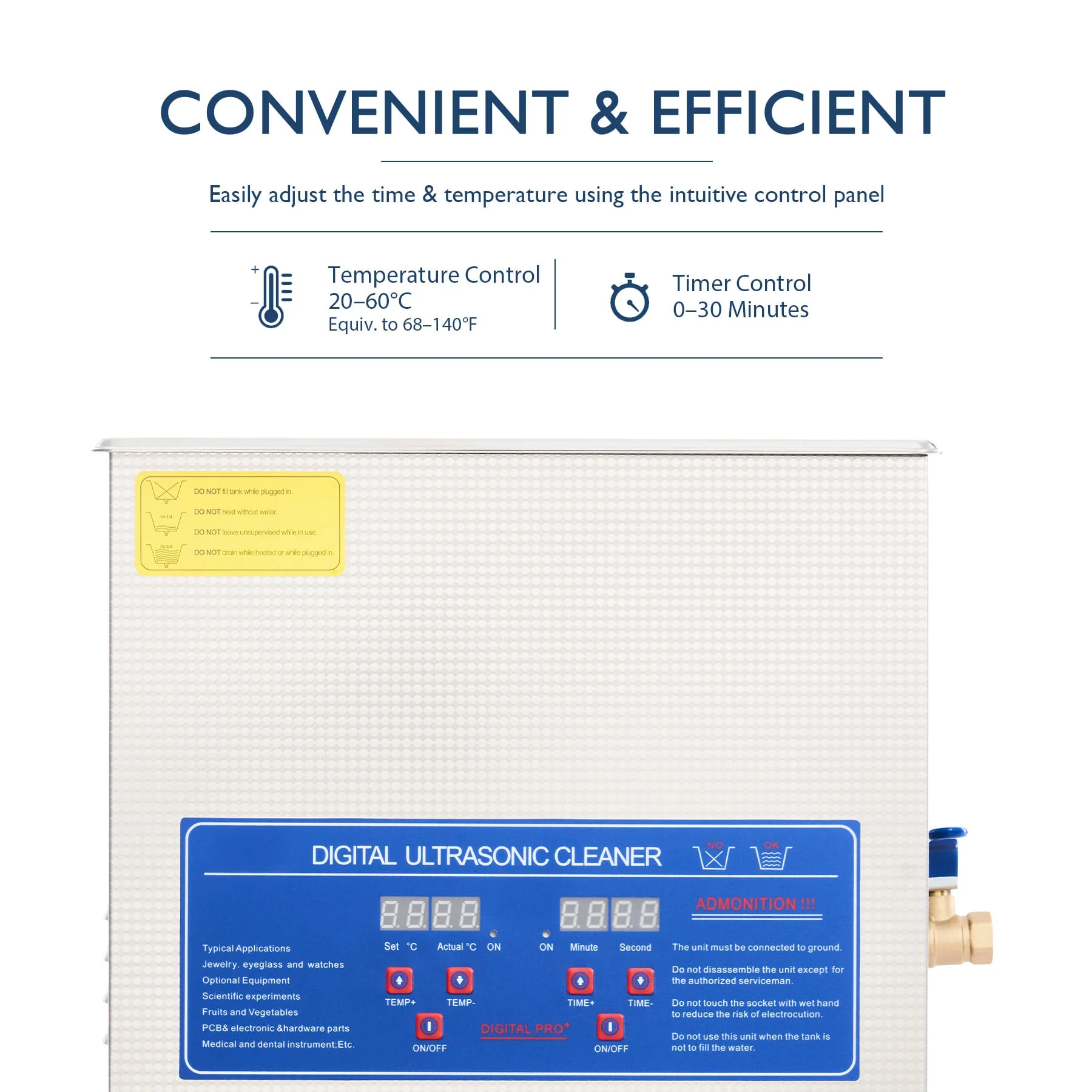 Ultrasonic Cleaner with Heater & Timer, 2.6 gal Digital Sonic Cavitation Machine - Image 7