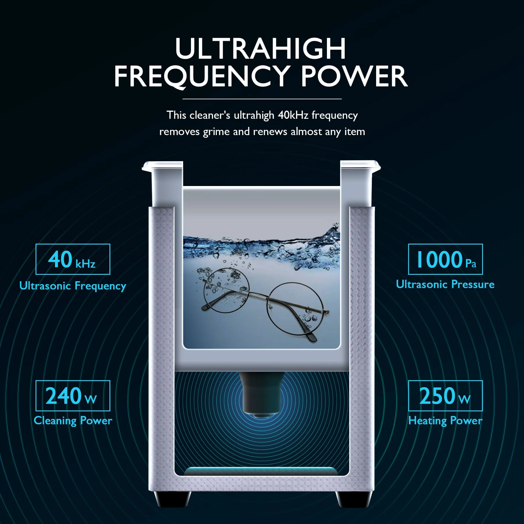 Ultrasonic Cleaner with Heater & Timer, 2.6 gal Digital Sonic Cavitation Machine - Image 9