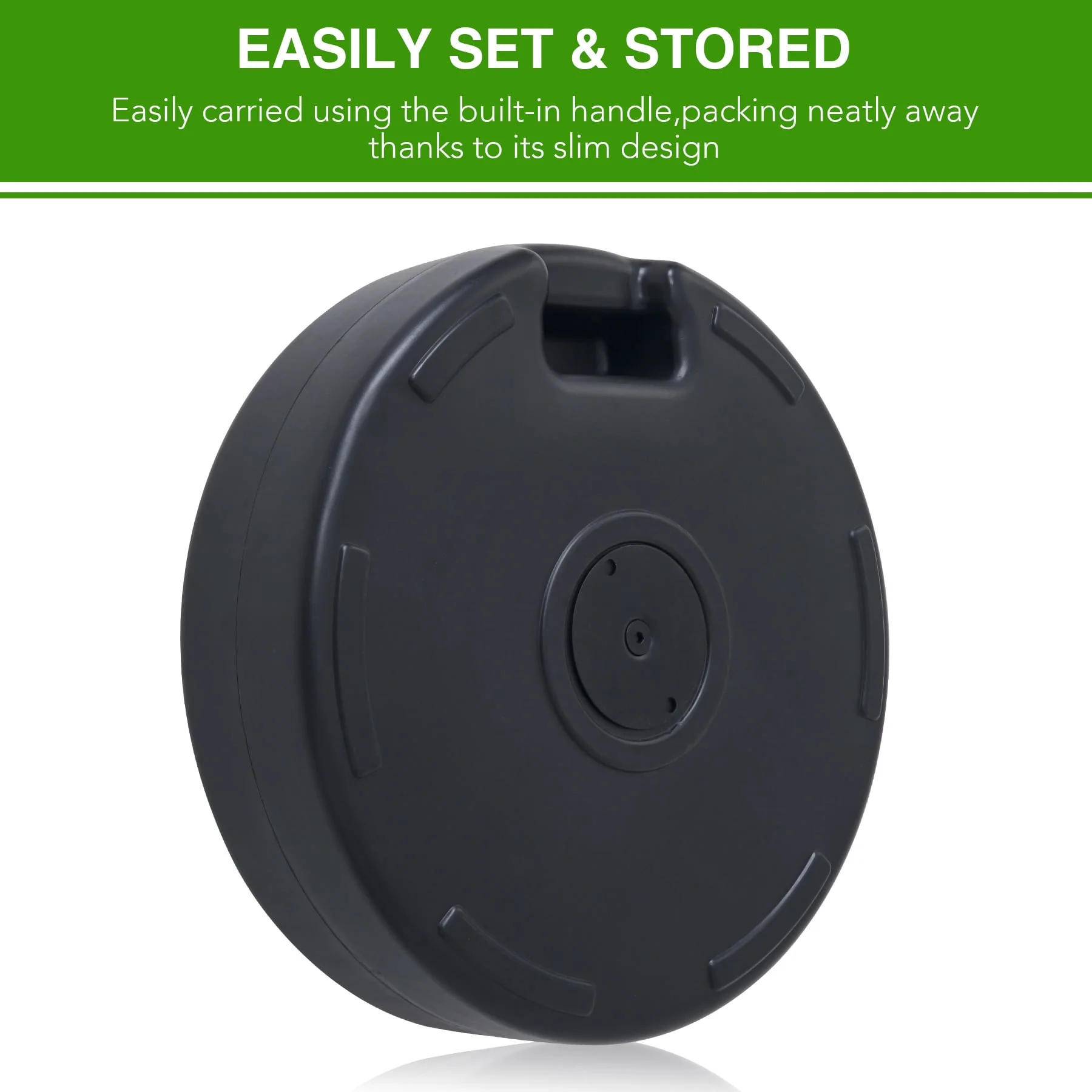 CO-Z 18" Outdoor Umbrella Stand for Entryway Deck Lawn and More, Fillable Round Patio Umbrella Holder, Weatherproof HDPE Beach Umbrella Base, 37.5lb Sand or 36gal Water Fill Capacity, Black - Image 7