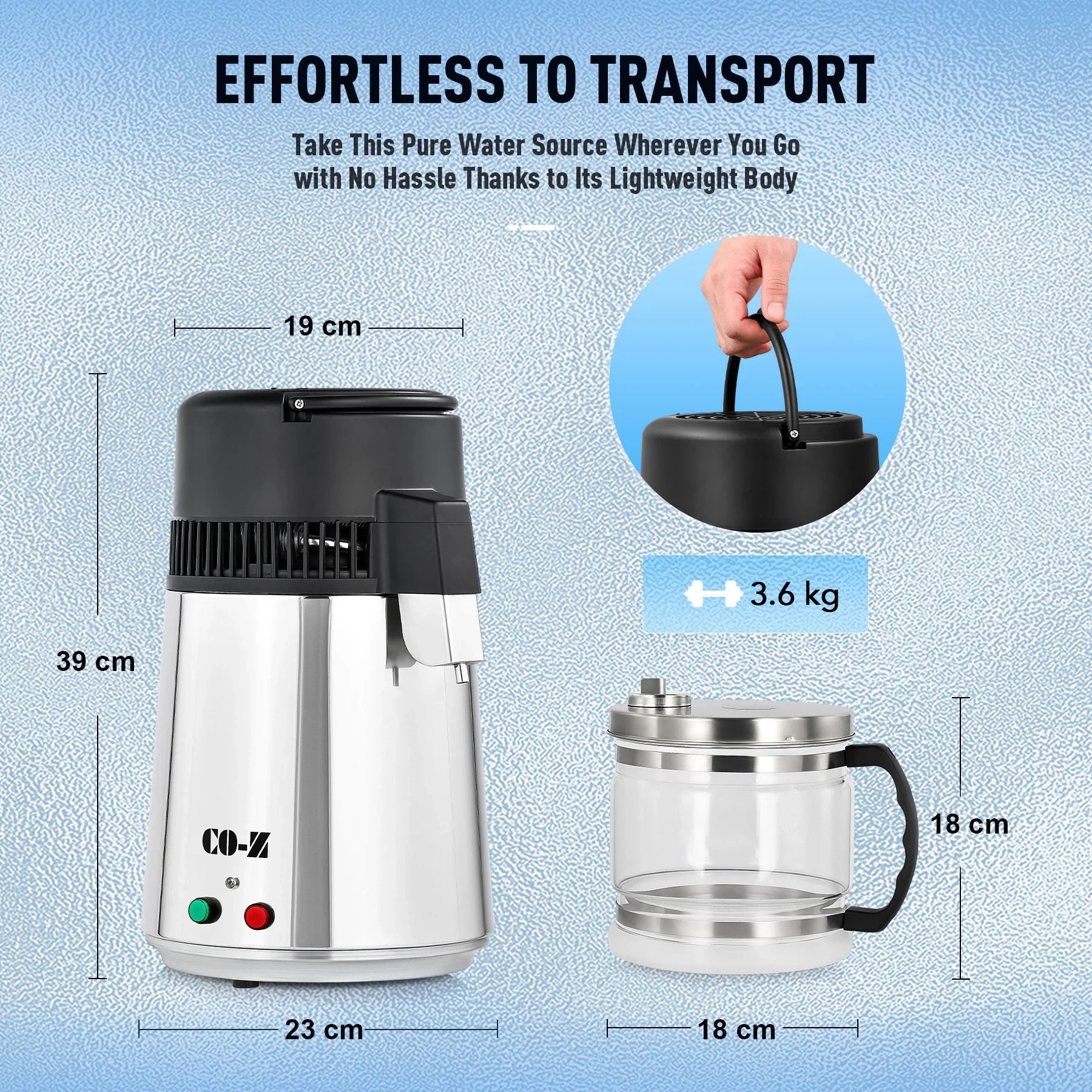 CO-Z 4L Water Distiller, Stainless Steel Purifier with Auto Shutoff - Image 9