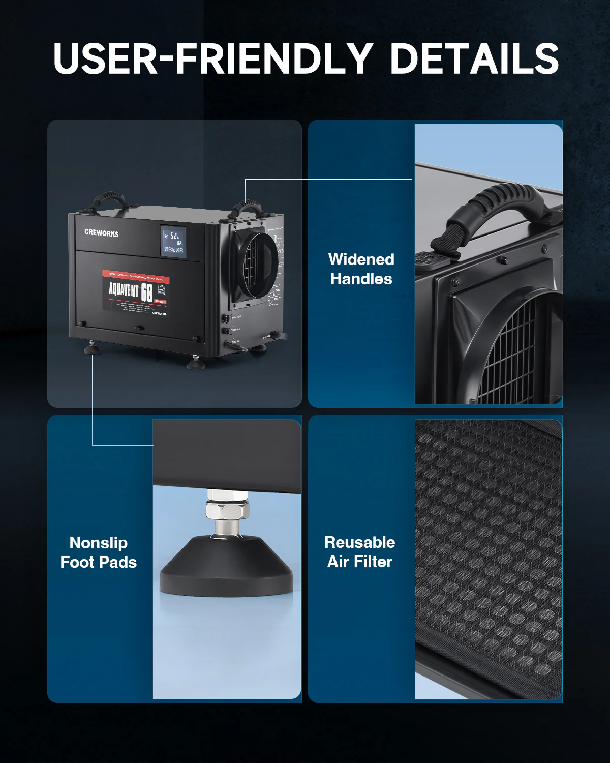 CREWORKS Authorized 130 PPD Commercial Dehumidifier for Crawl Space, Basement, Warehouse - Image 9