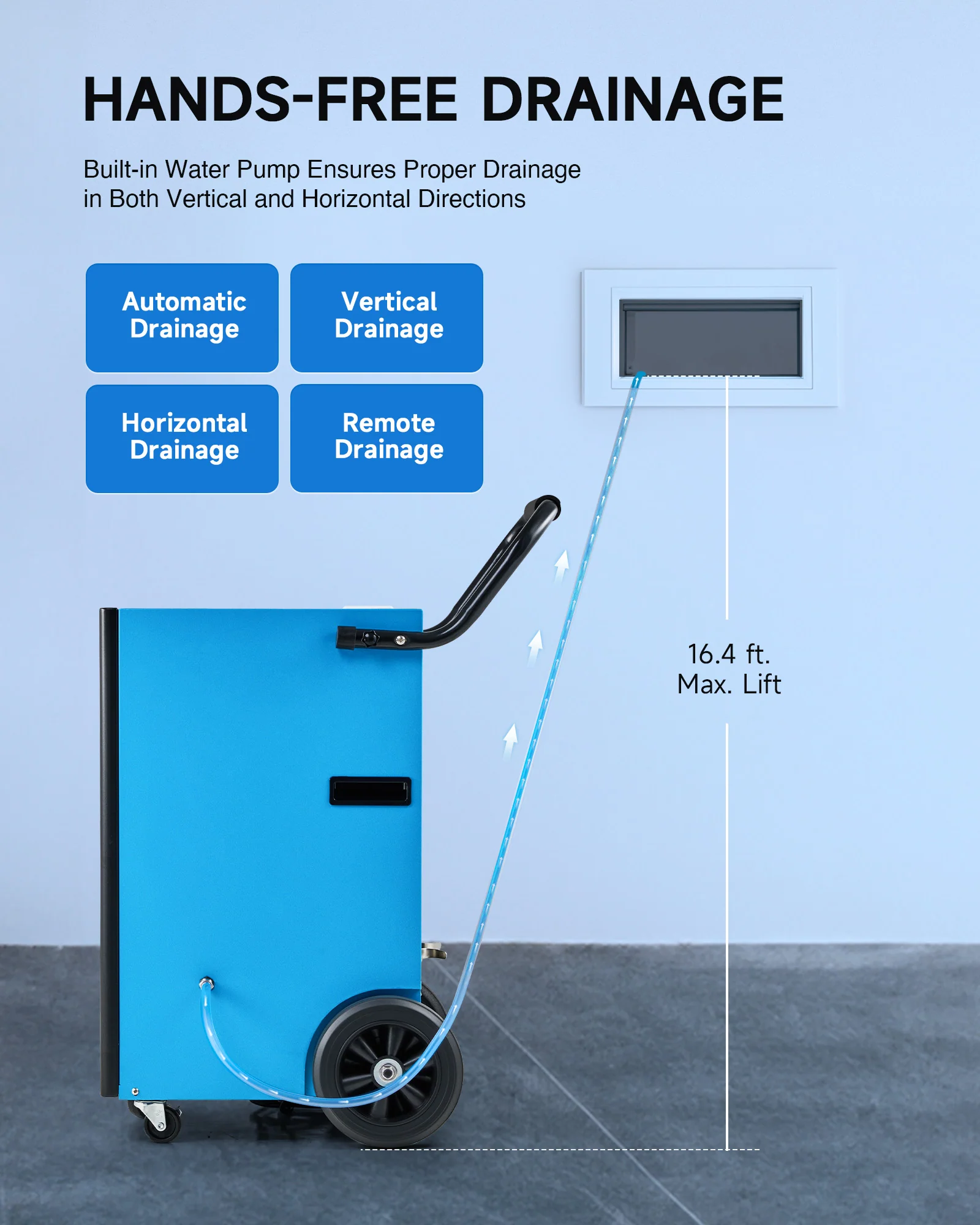 CREWORKS Authorized 180 PPD Commercial Dehumidifier with Water Pump, Auto Defrost & Smart Humidity Control - Image 3