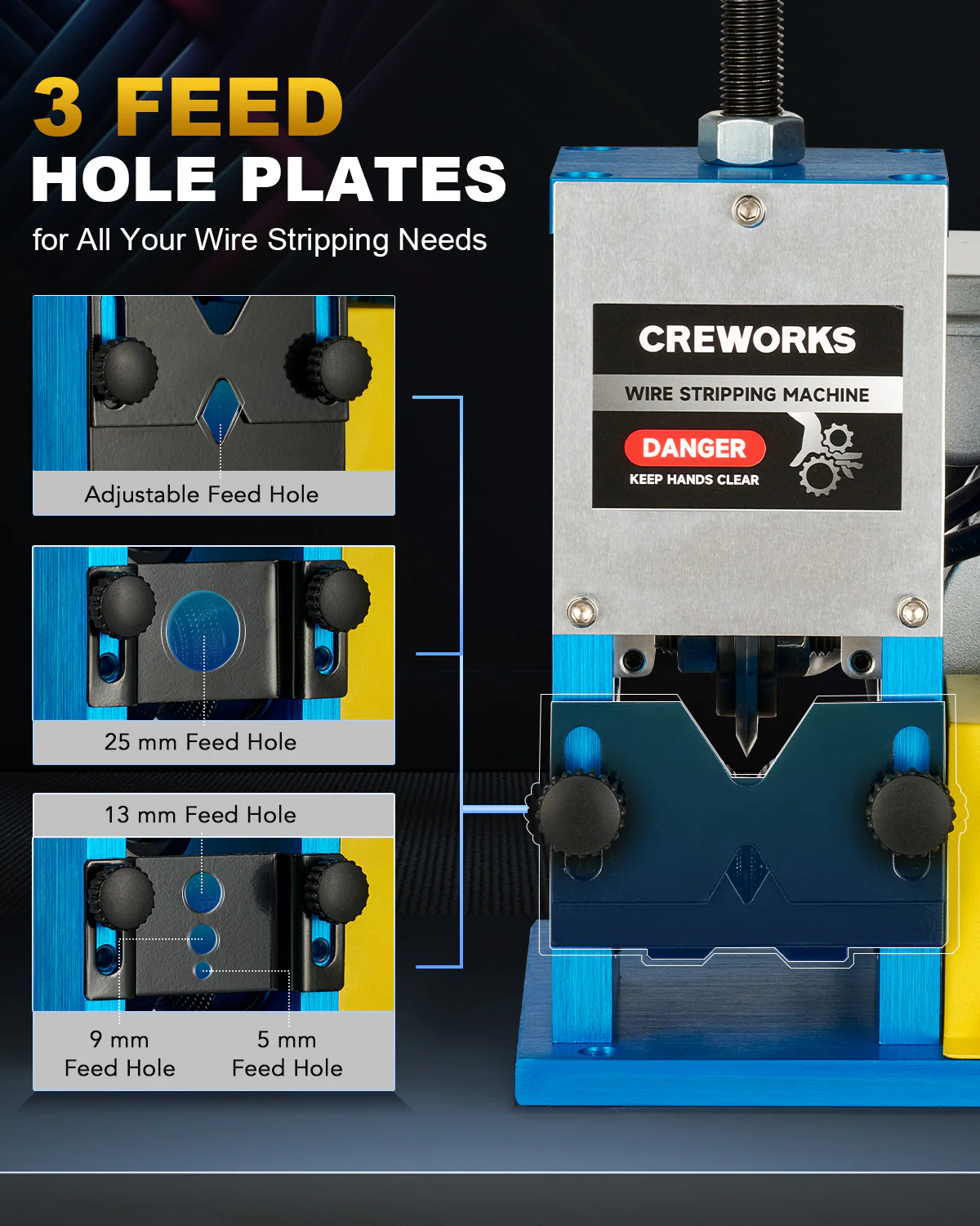 CREWORKS Automatic Wire Stripping Machine for 0.06"-1" Scrap Wire Recycling - Image 5