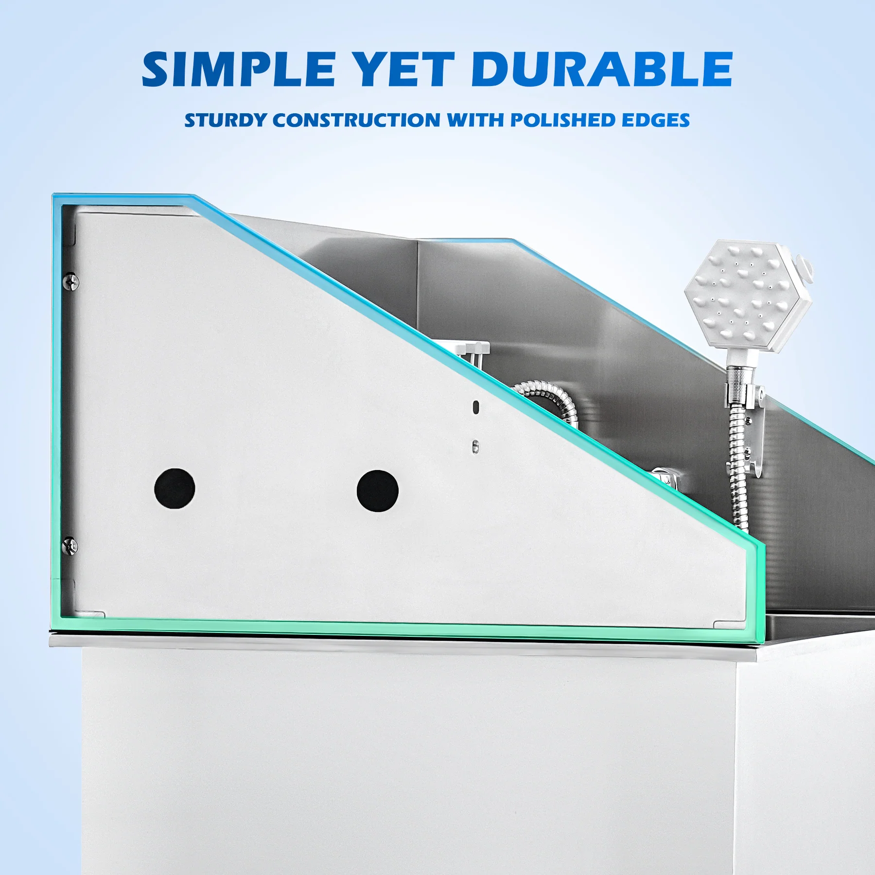 Dog Washing Station with Massage Brush 34" Stainless Steel Pet Shower & Bath Tub - Image 4