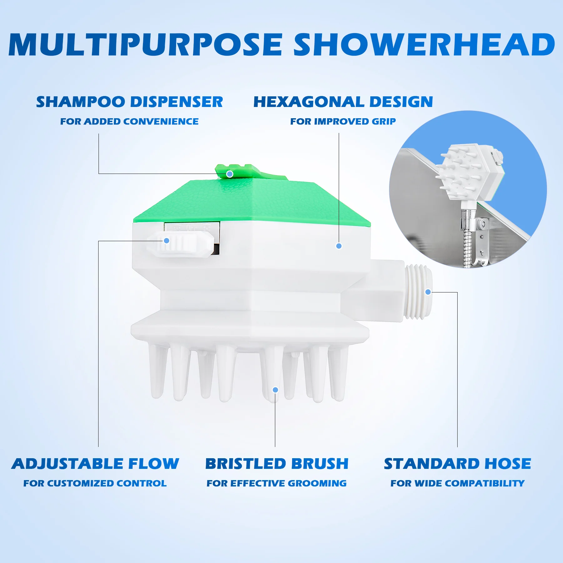 Dog Washing Station with Massage Brush 34" Stainless Steel Pet Shower & Bath Tub - Image 5