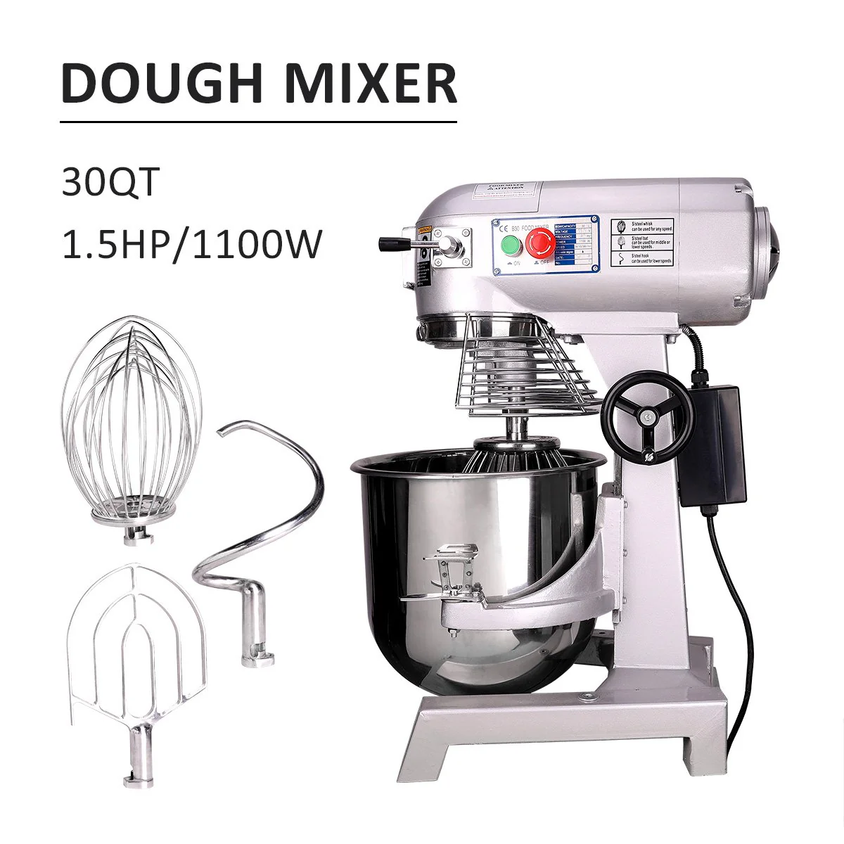 CO-Z Commercial Food Mixer 3 Speed, 30QT 1100W Stainless Steel Blender - Image 6