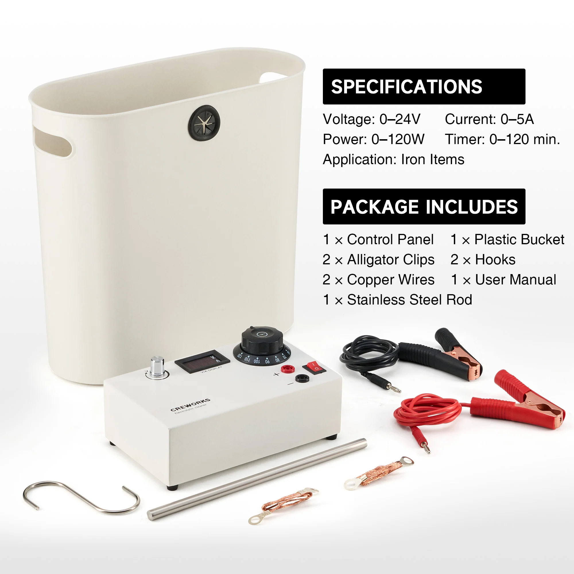 Electrolytic Rust Removal Kit with 304 Stainless Steel Anode, Leads, and Plastic Container for Iron Object Derusting - Image 6