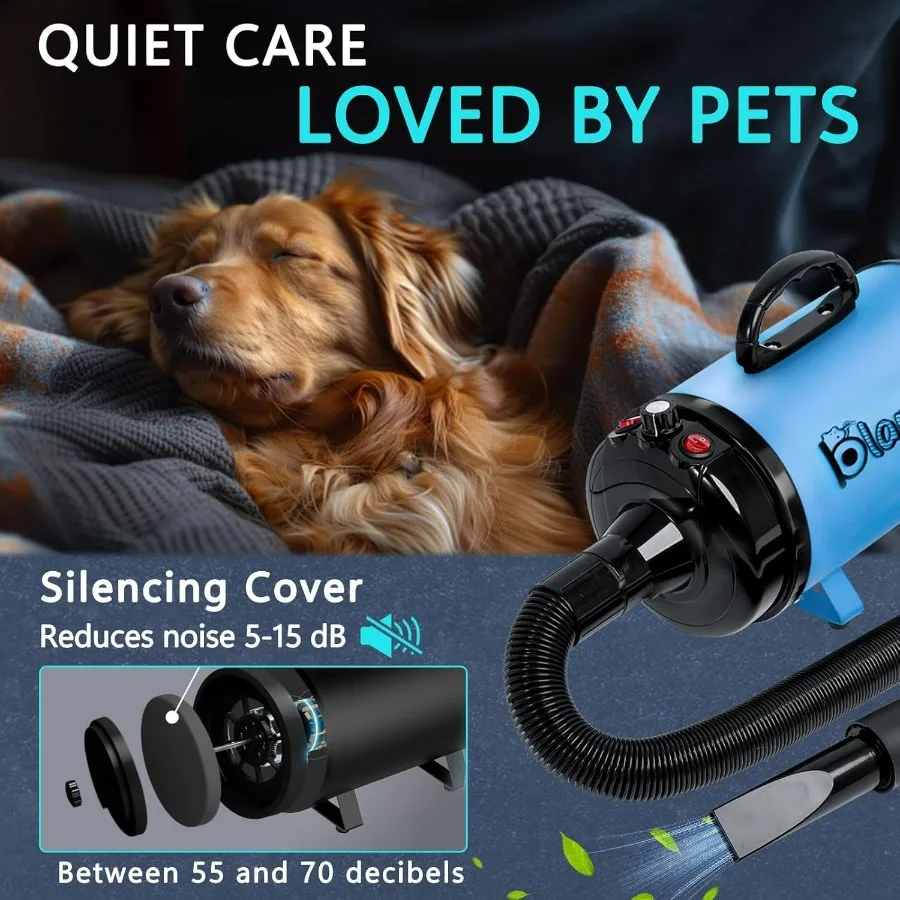 High-Velocity Dog Hair Dryer, 5.2HP 3800W Professional Grooming Blower with Adjustable Temperature & Speed for Pet Care - Image 4