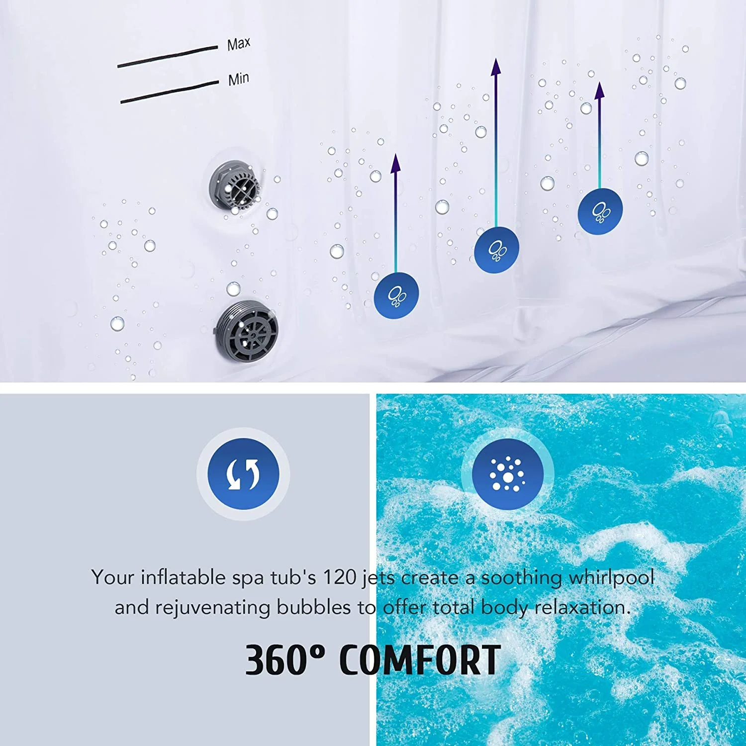 CO-Z 4-Person Inflatable Hot Tub with Cover, 120 Bubble Jets, Portable Outdoor Spa with Air Pump for Patio and Garden - Image 4
