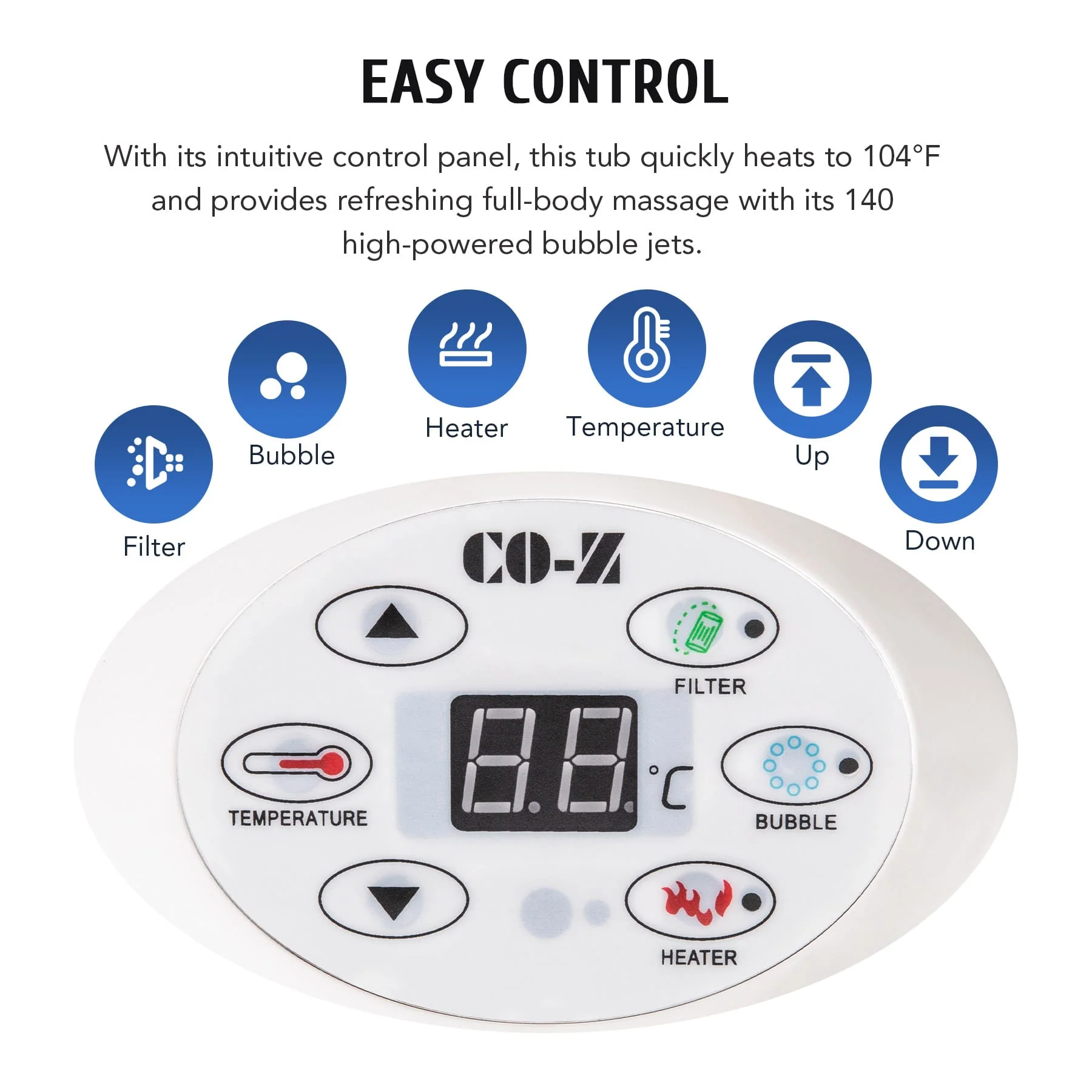 CO-Z Inflatable Hot Tub, 4-6 Person Portable Spa, 6.8x6.8 ft with 130 Bubble Jets & Air Pump - Image 4