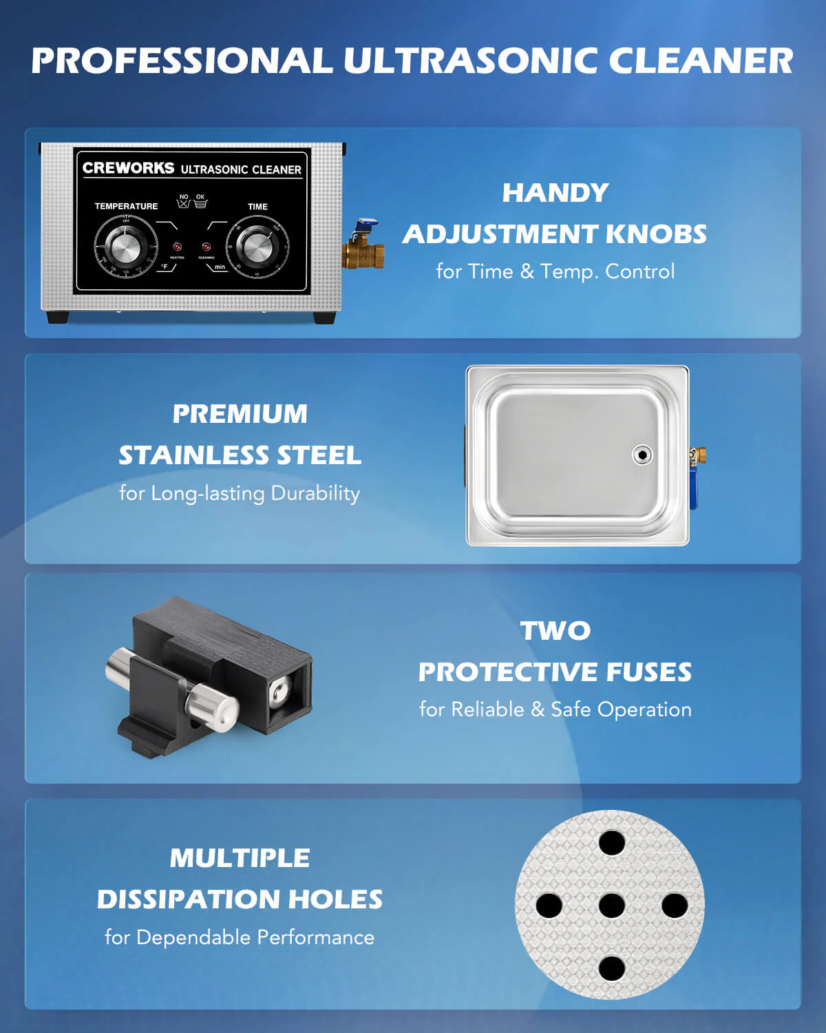 Knob Ultrasonic Cleaner with Digital Timer and Heater for Ultrasonic Cleaning 10L - Image 10