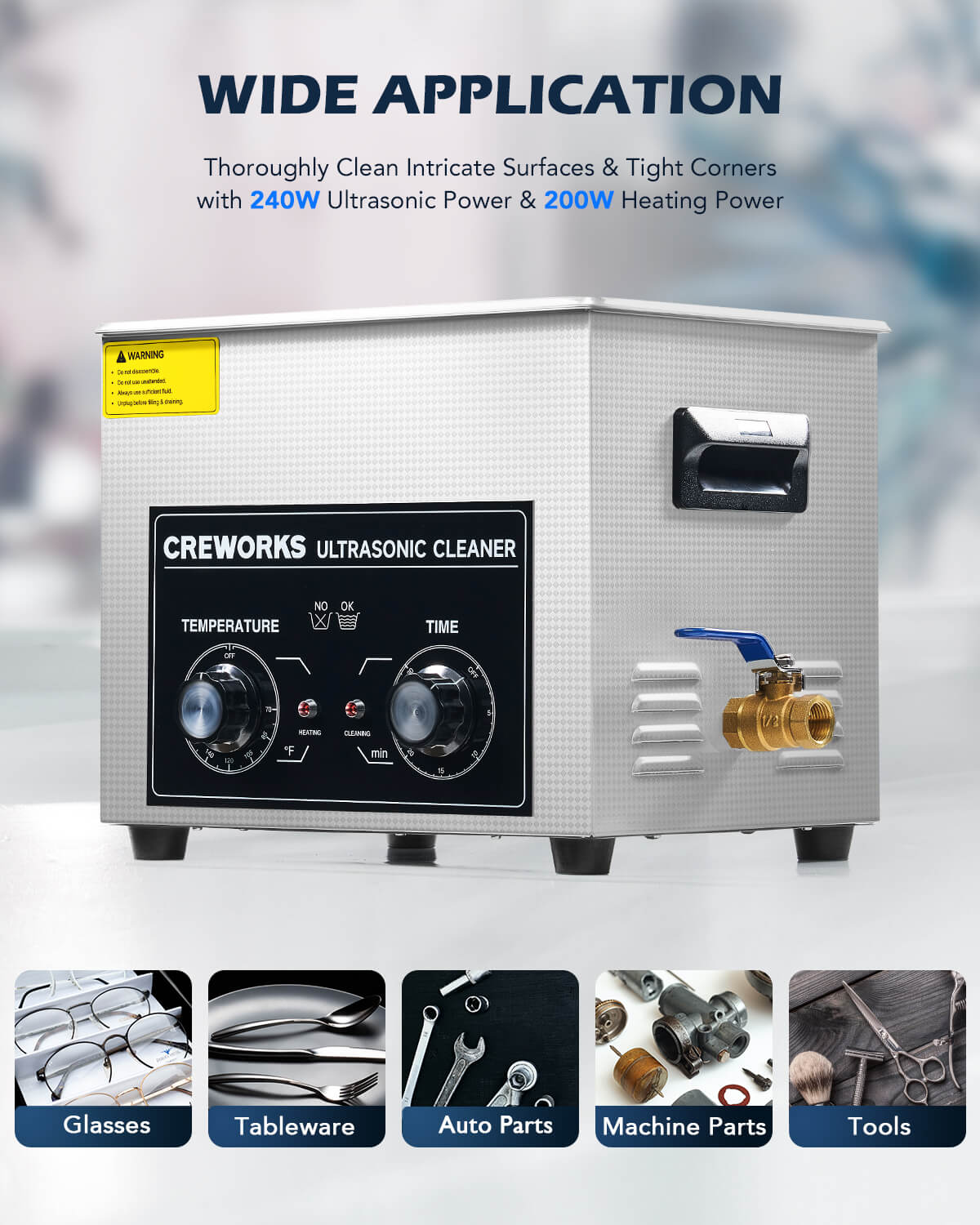 Knob Ultrasonic Cleaner with Digital Timer and Heater for Ultrasonic Cleaning 10L - Image 5