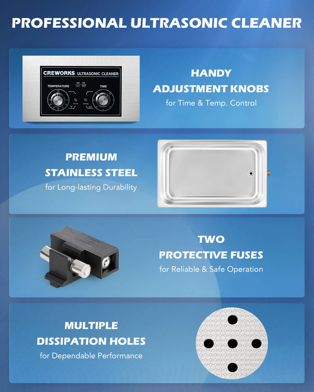 Knob Ultrasonic Cleaner with Digital Timer and Heater for Ultrasonic Cleaning 22L - Image 10