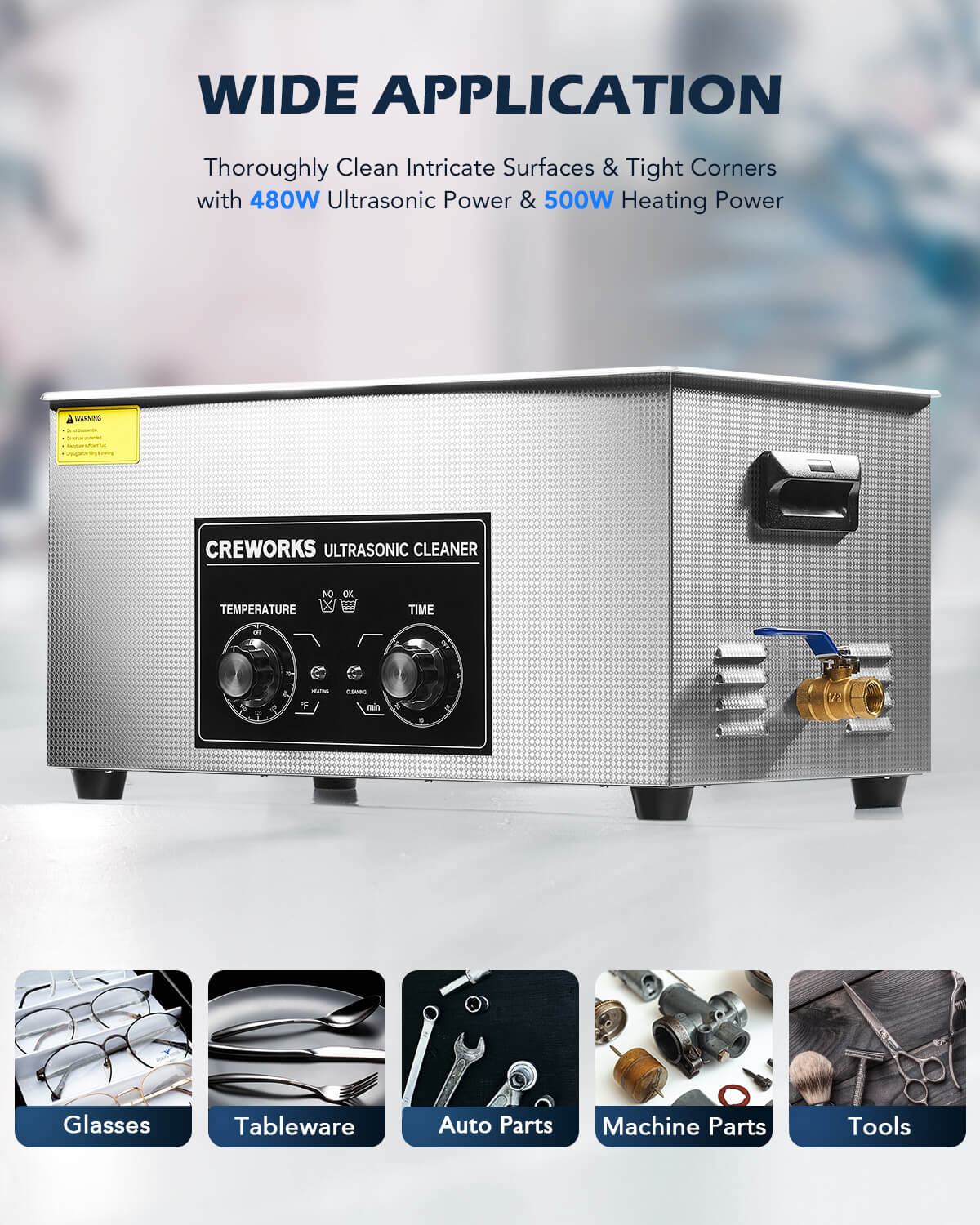 Knob Ultrasonic Cleaner with Digital Timer and Heater for Ultrasonic Cleaning 22L - Image 5